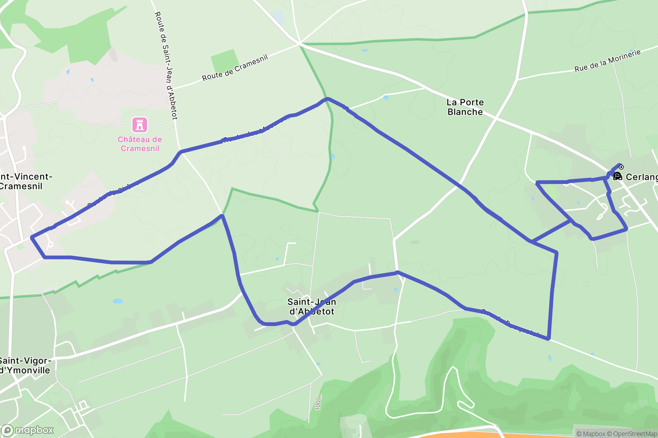La Cerlangue : carte du parcours de randonnée - France