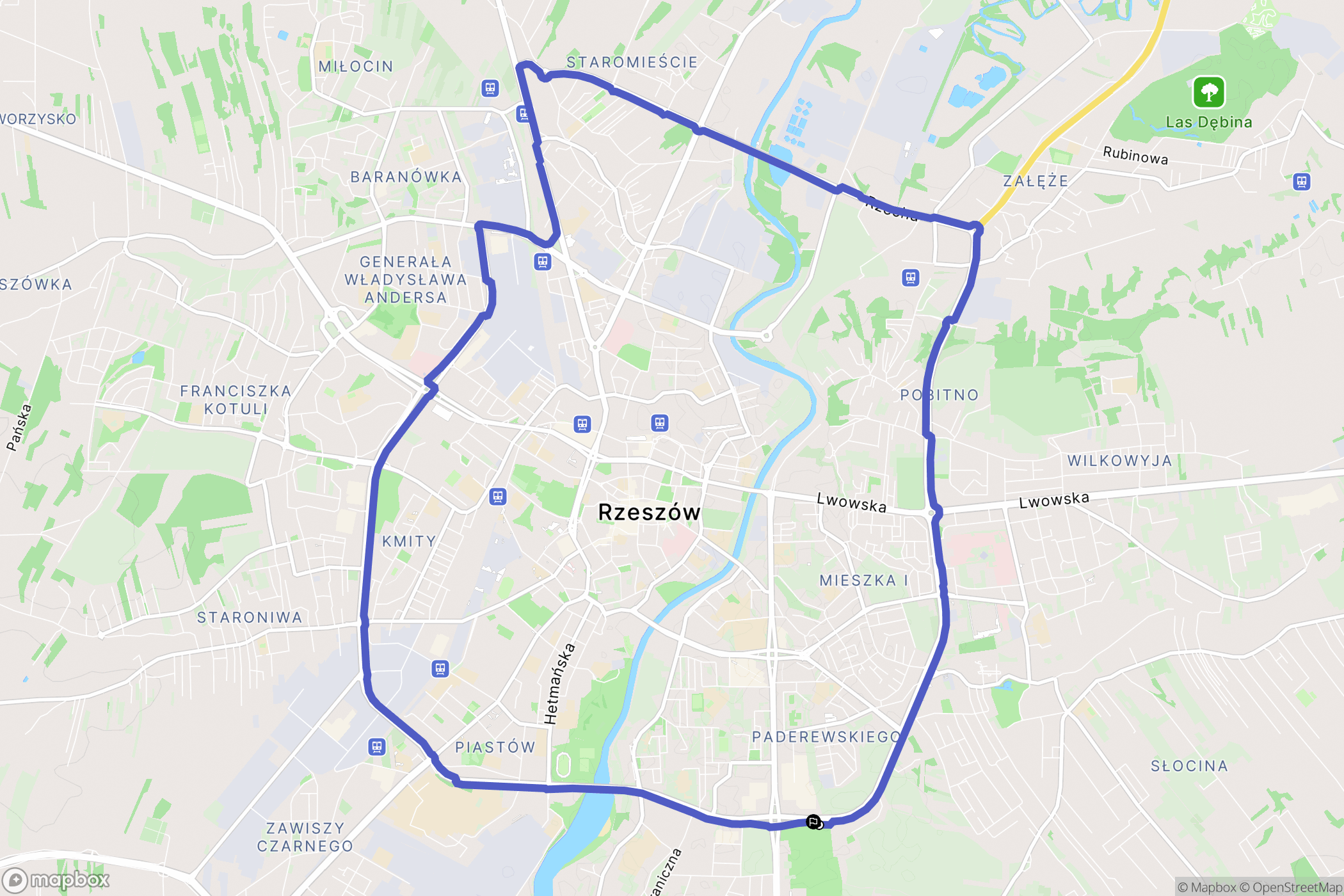 Rzeszów: mapa trasy - Poland