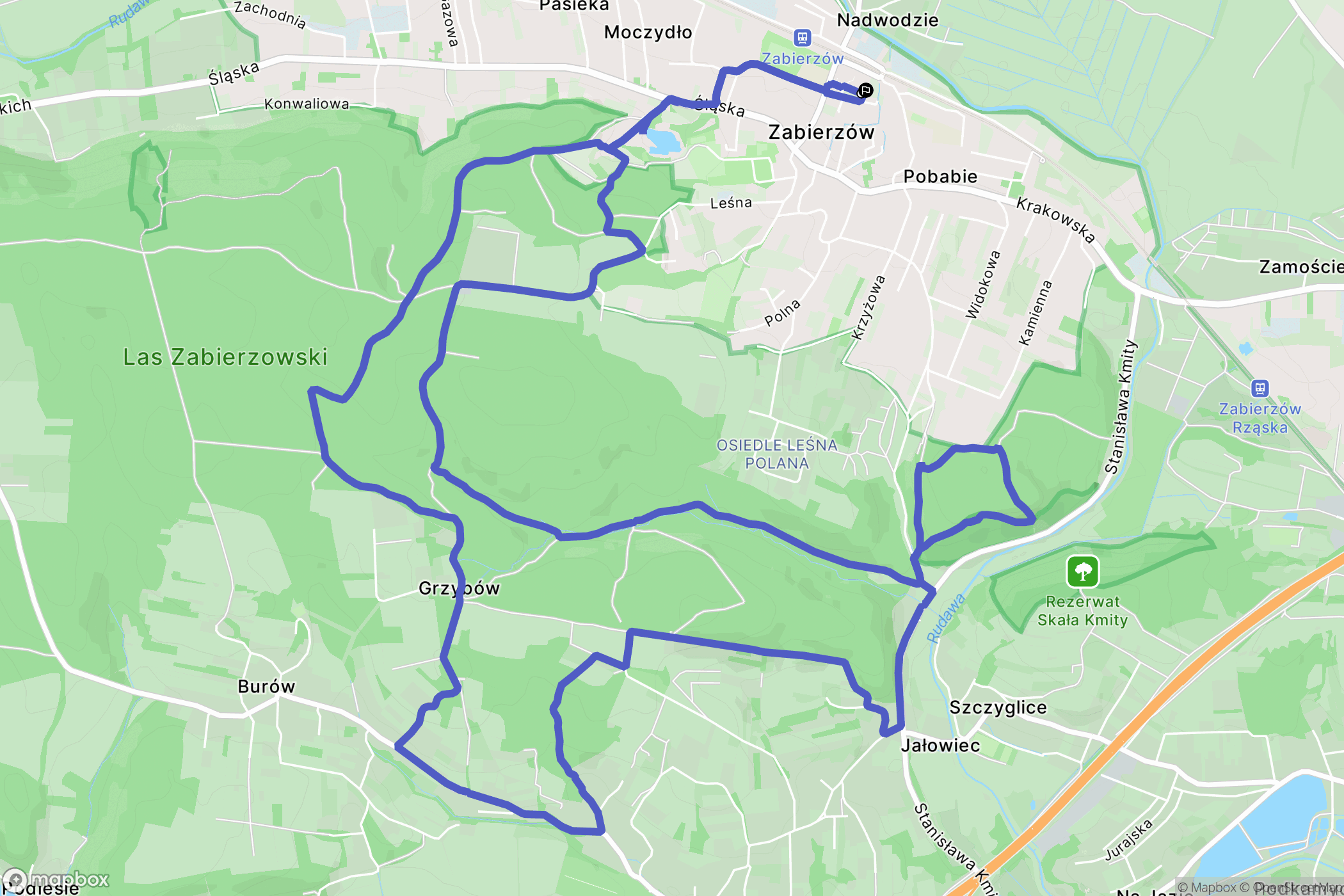 Zabierzów: mapa trasy - Poland