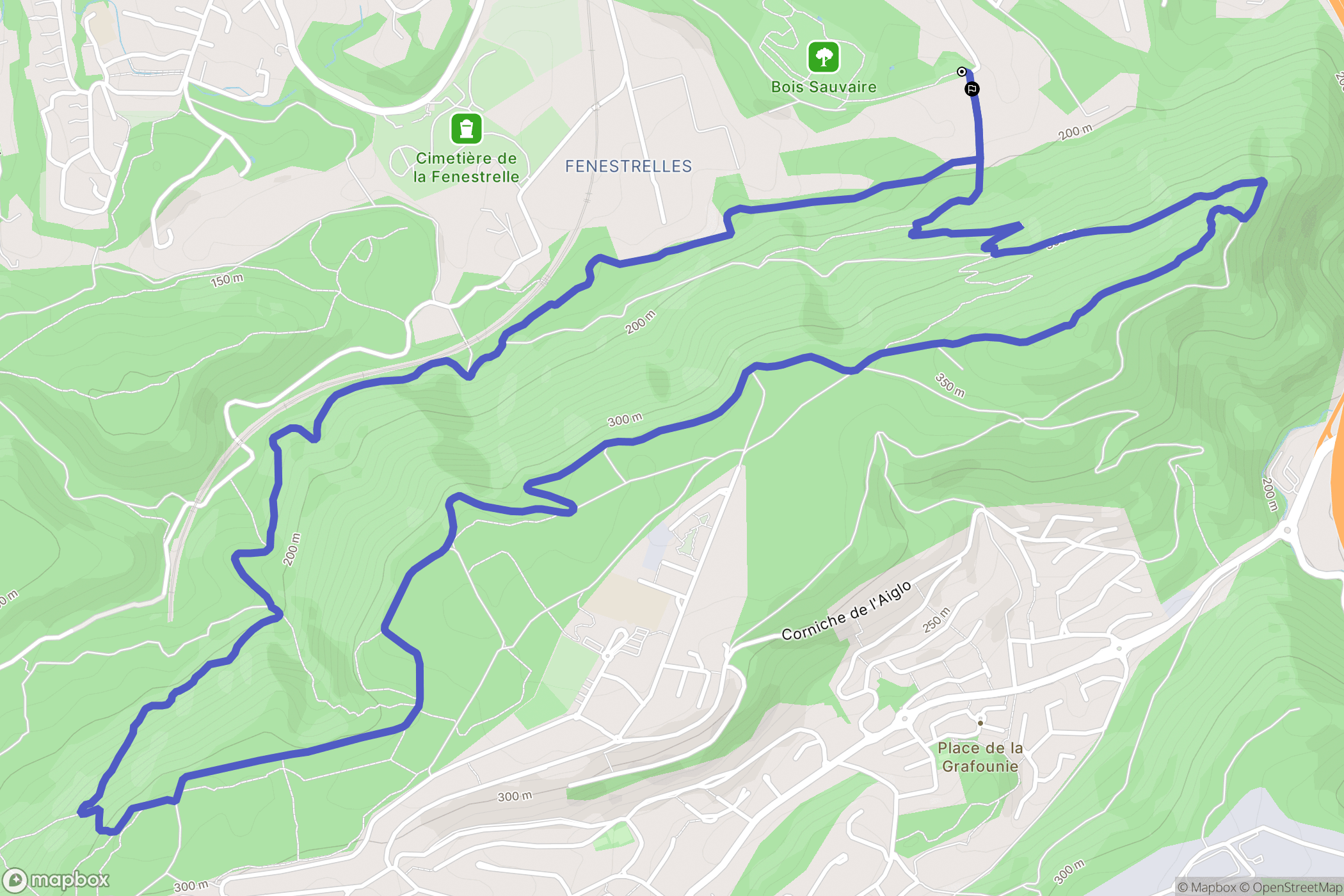 Aubagne : carte du parcours de randonnée - France