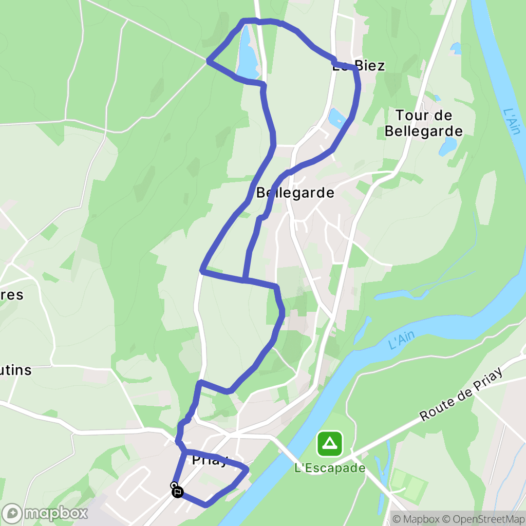 Priay : carte du parcours de randonnée - France