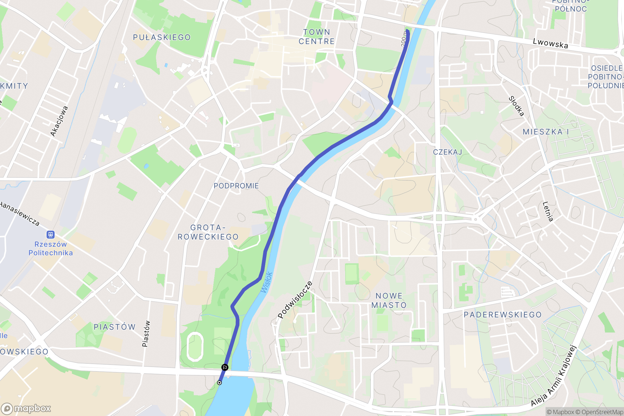 Rzeszów: mapa trasy - Poland