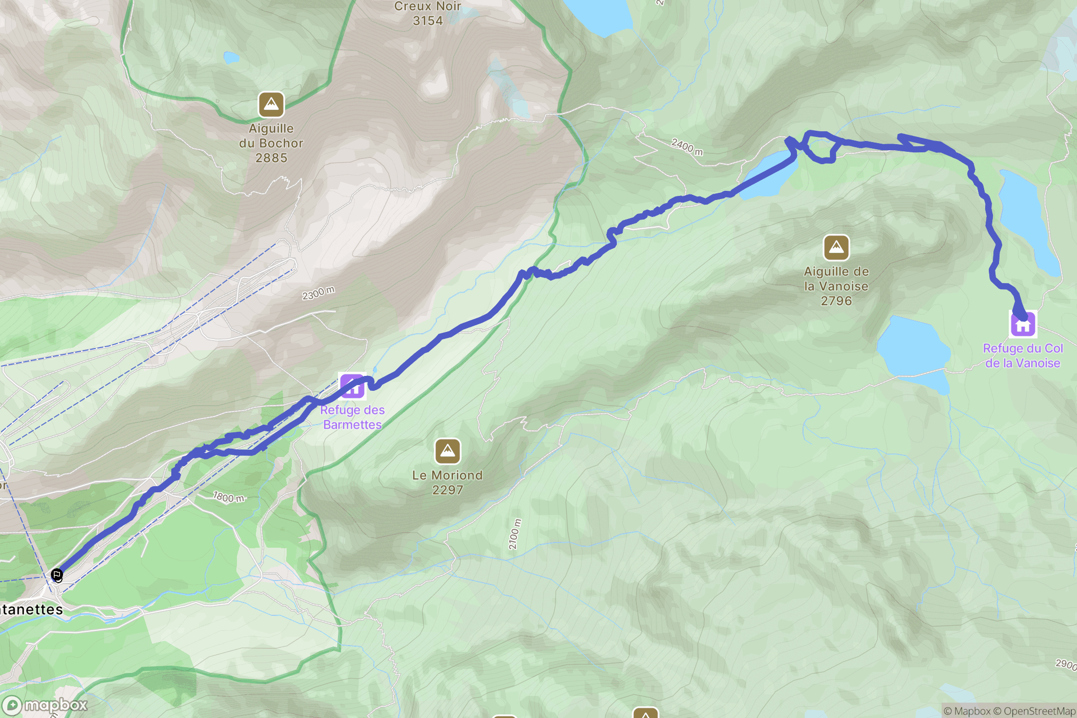 Pralognan-la-Vanoise : carte du parcours de randonnée - France