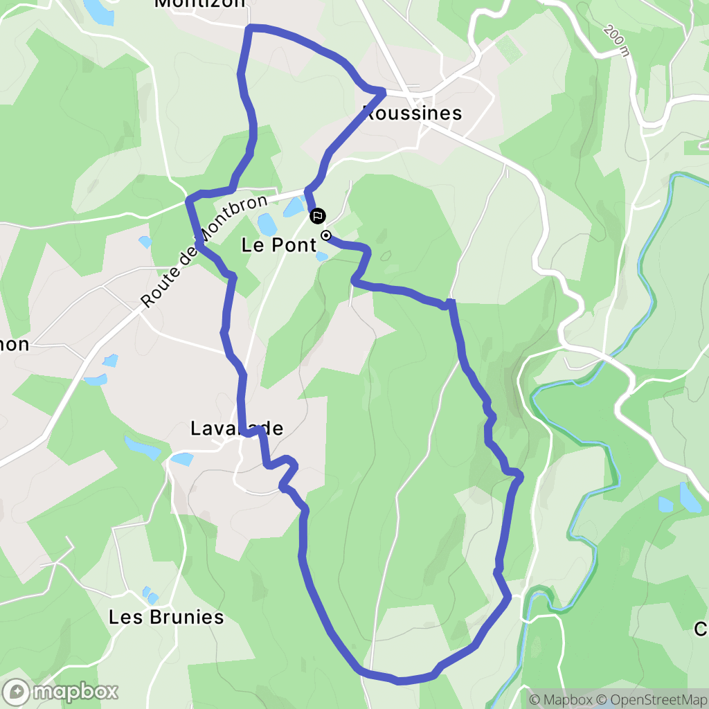 Roussines : carte du parcours de randonnée - France