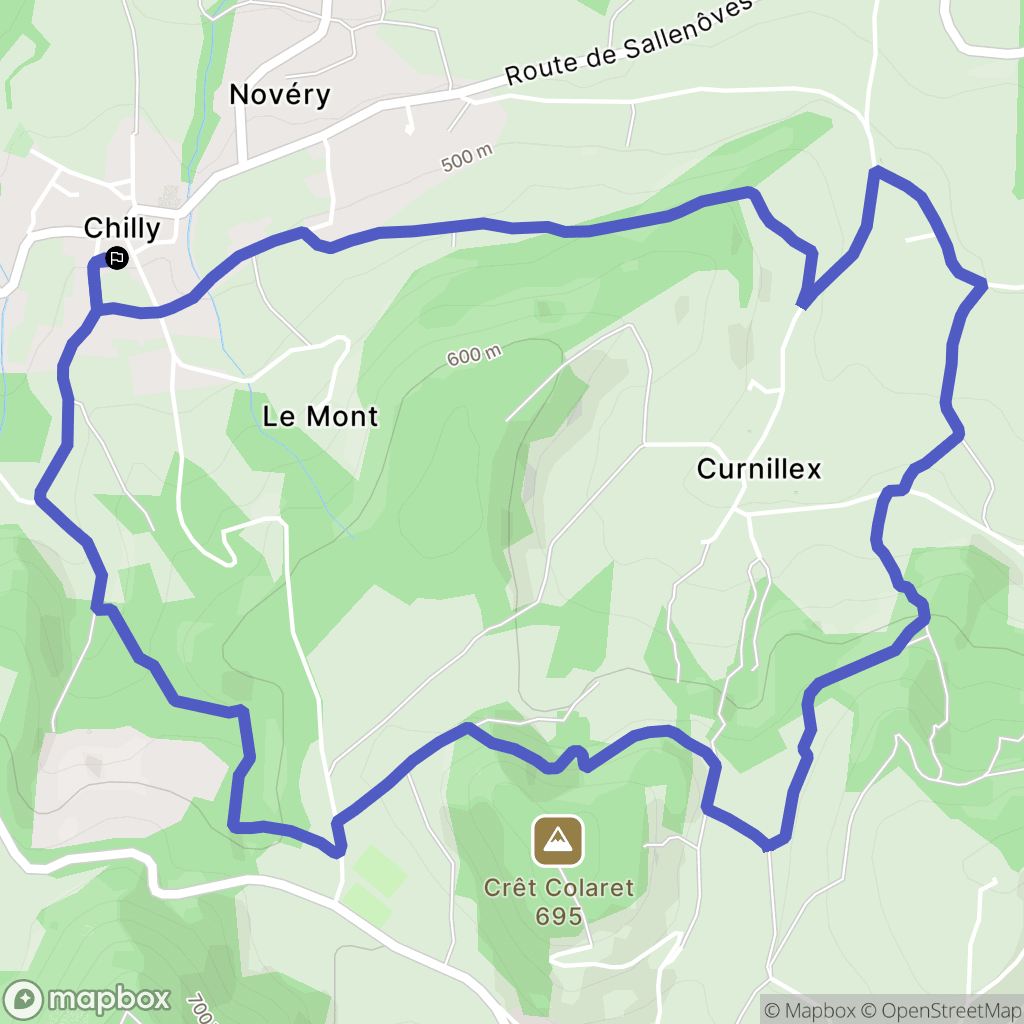 Chilly : carte du parcours de randonnée - France