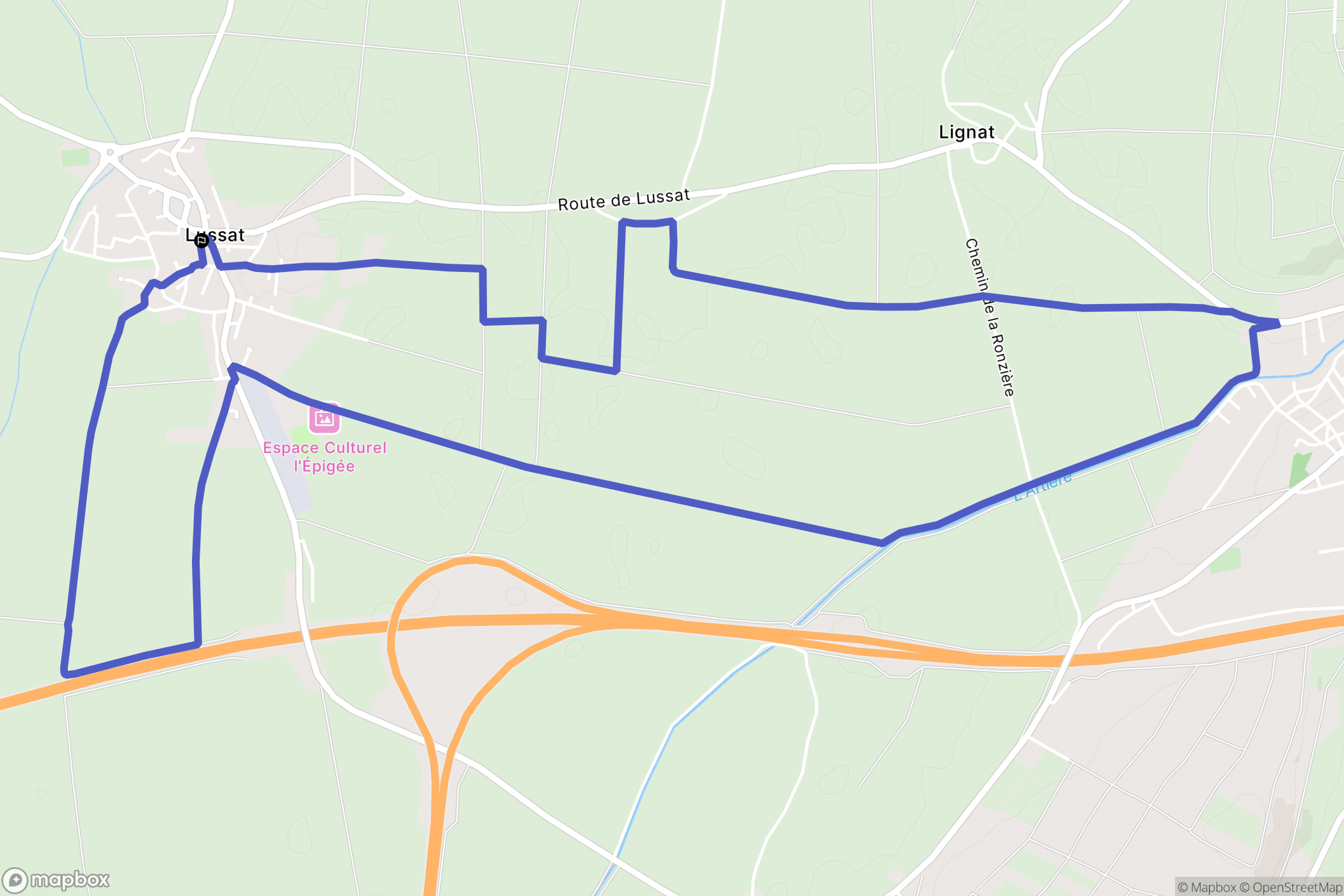 Lussat : carte du parcours de randonnée - France