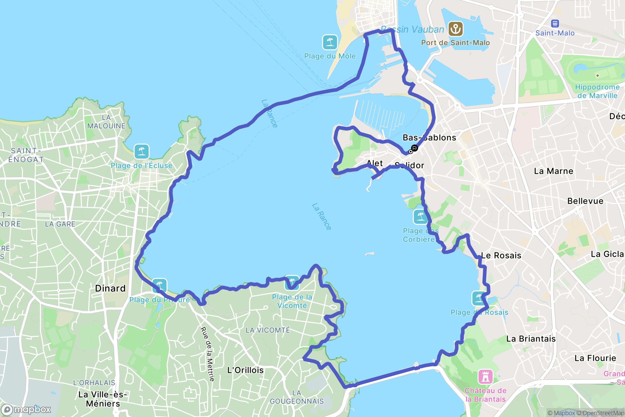 Saint-Malo : carte du parcours de randonnée - France