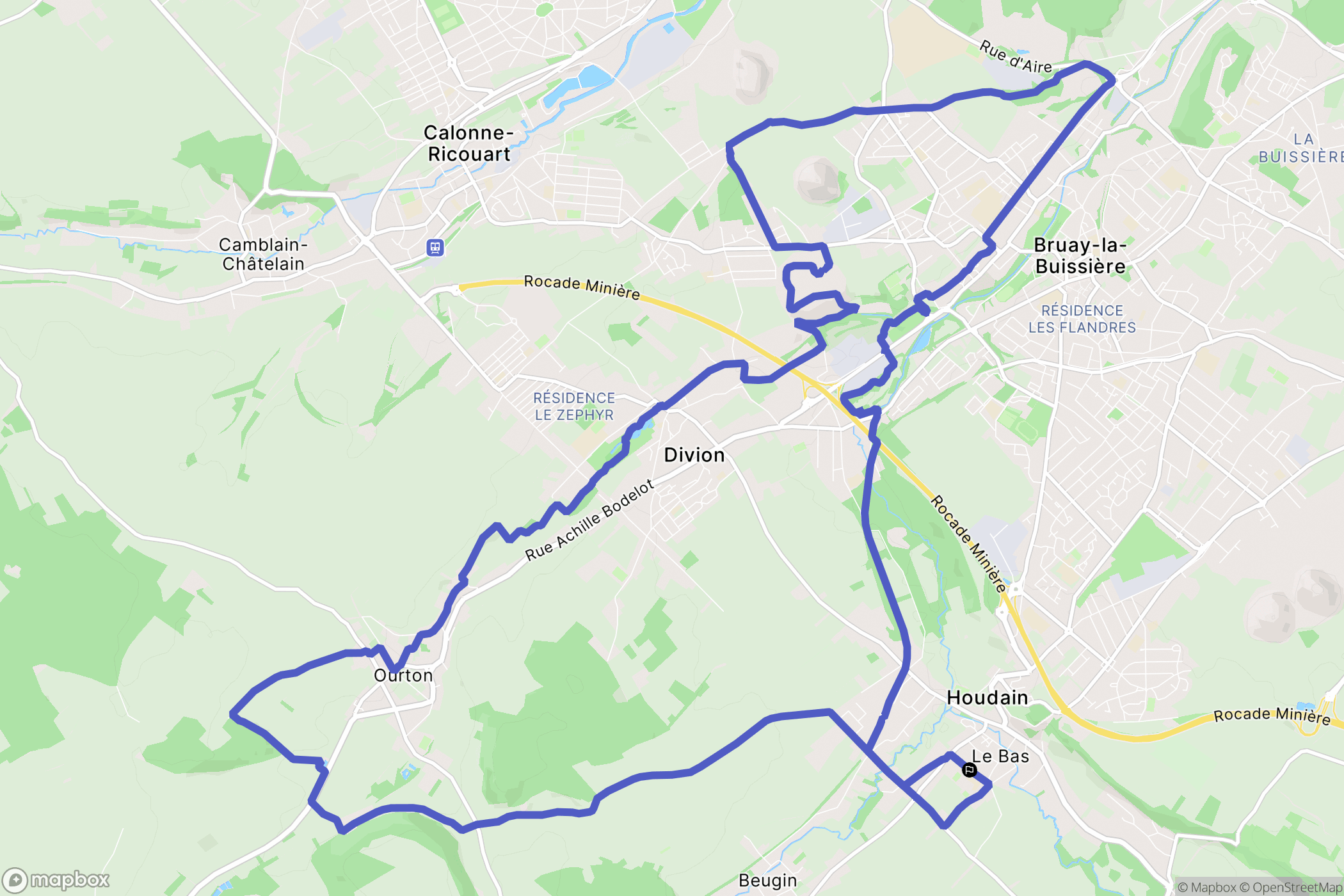 Houdain : carte du parcours de randonnée - France