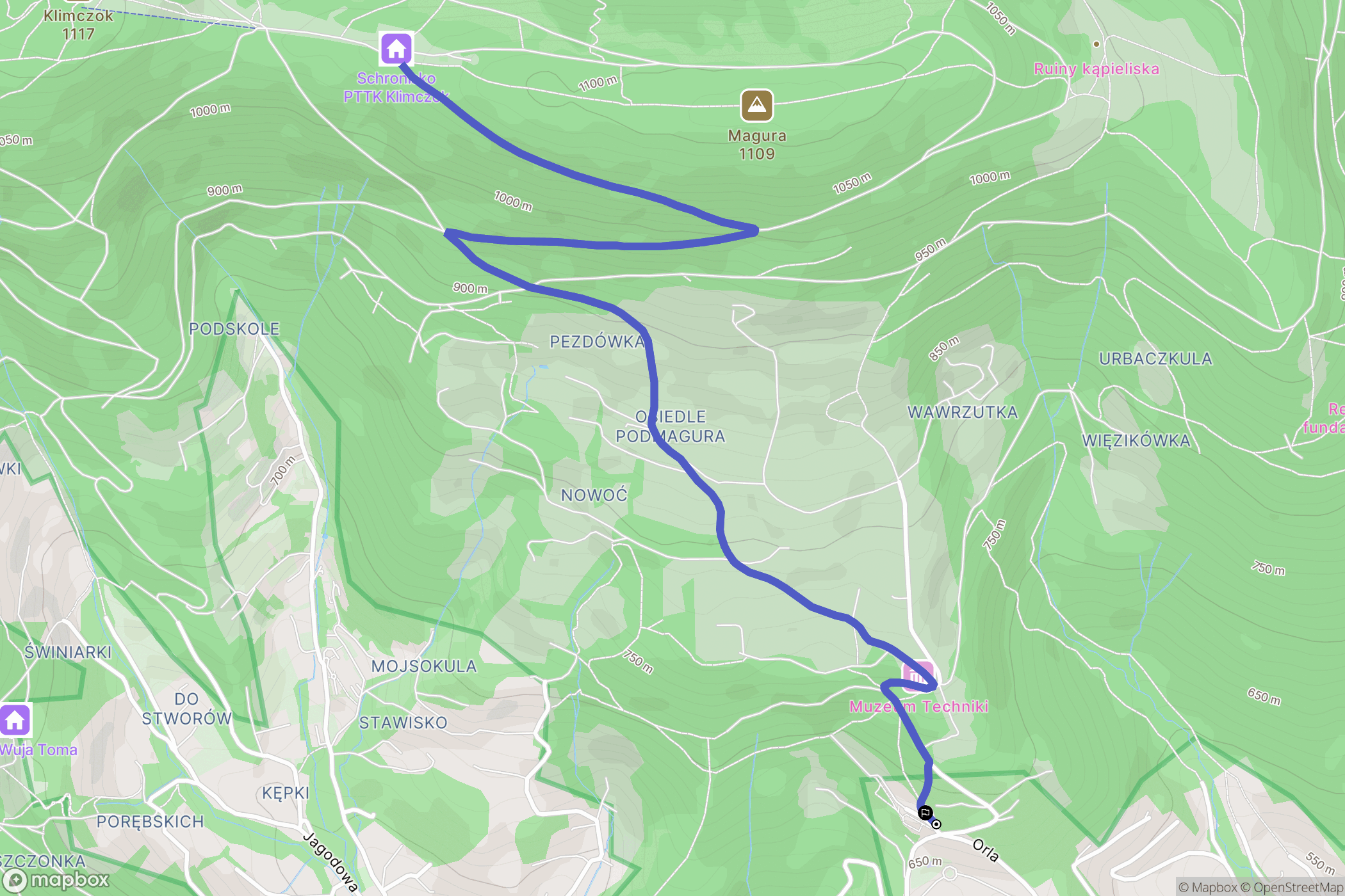 Szczyrk: mapa trasy - Poland
