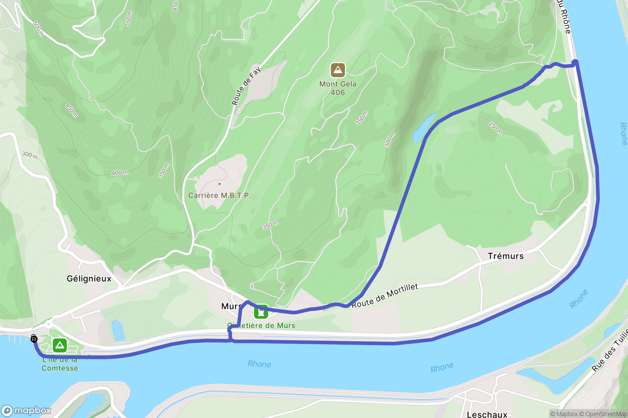 Murs-et-Gélignieux : carte du parcours de randonnée - France