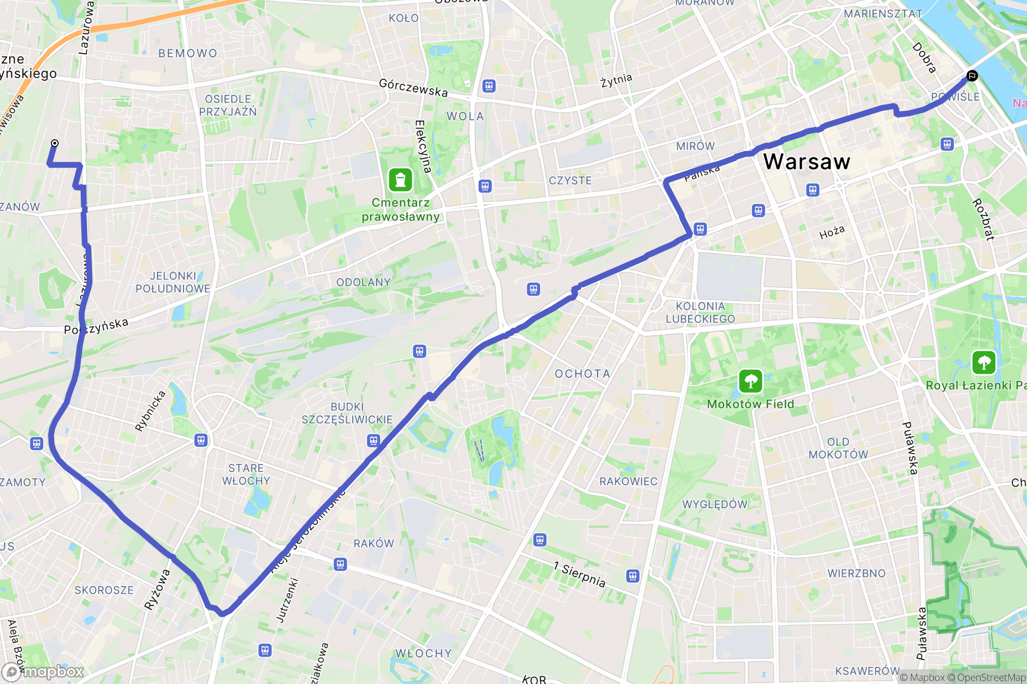 Warszawa: mapa trasy - Poland
