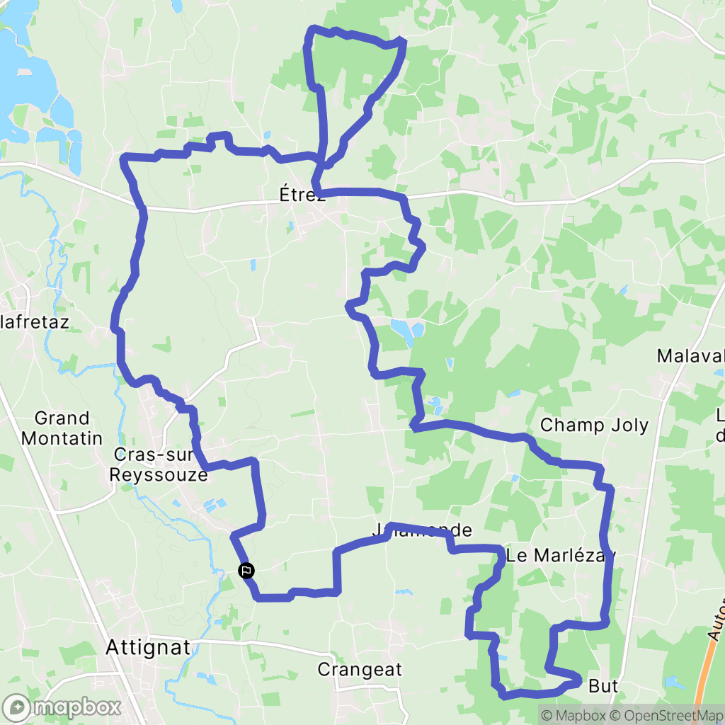 Bresse Vallons : carte du parcours de randonnée - France