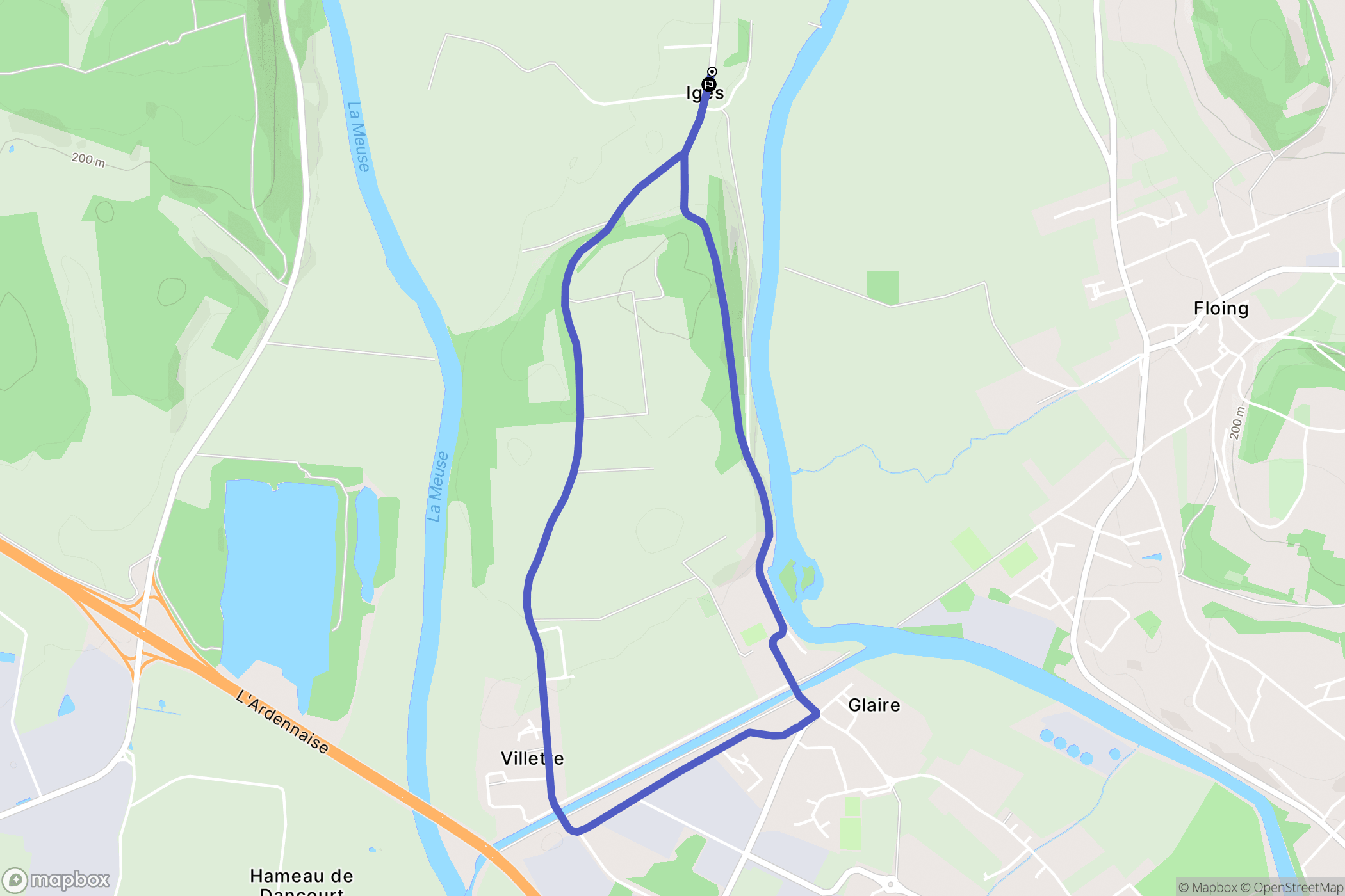 Glaire : carte du parcours de randonnée - France