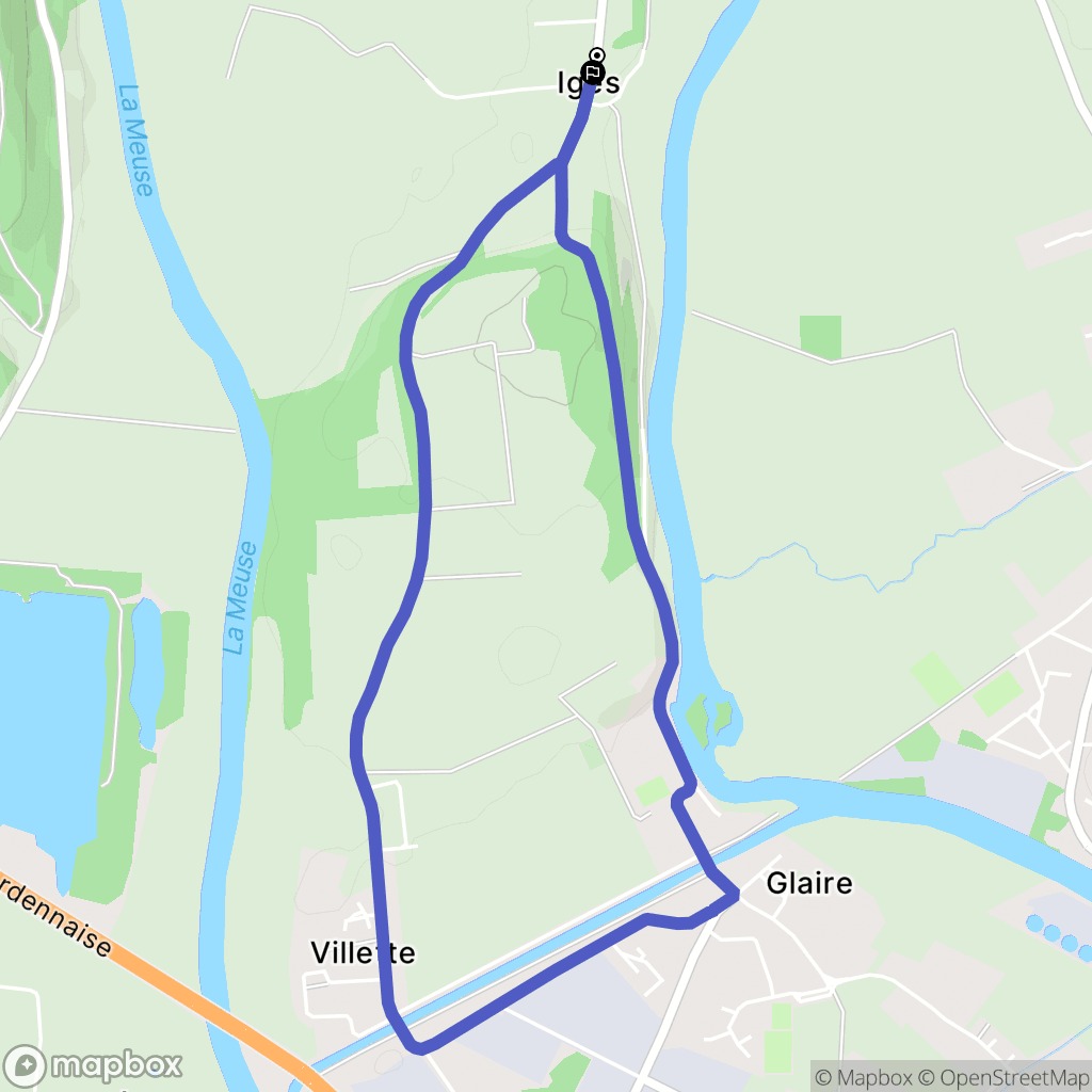 Glaire : carte du parcours de randonnée - France