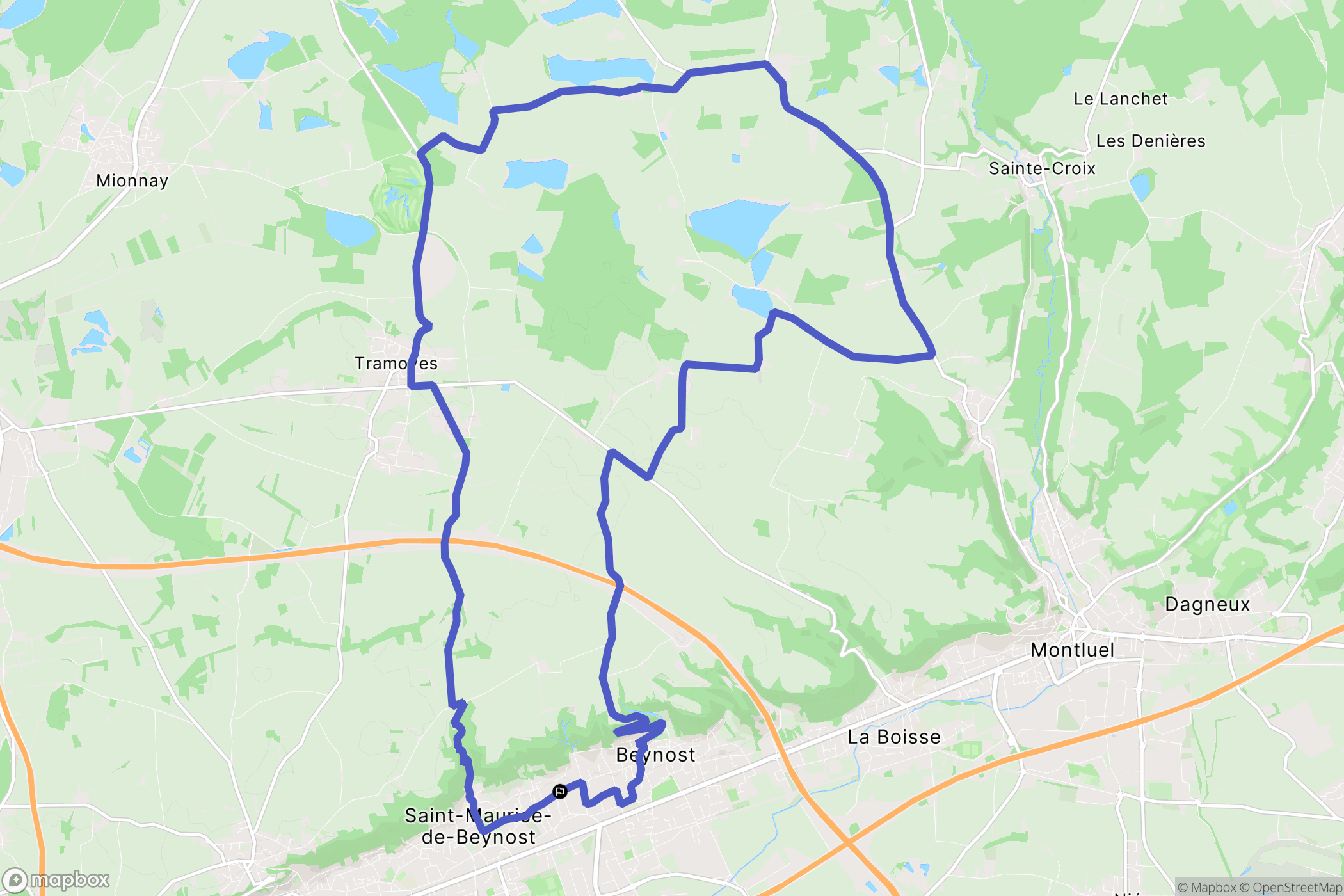 Beynost : carte du parcours de randonnée - France