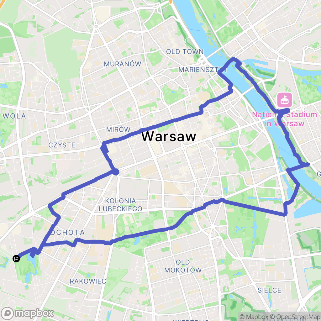 Warsaw: mapa trasy - Poland
