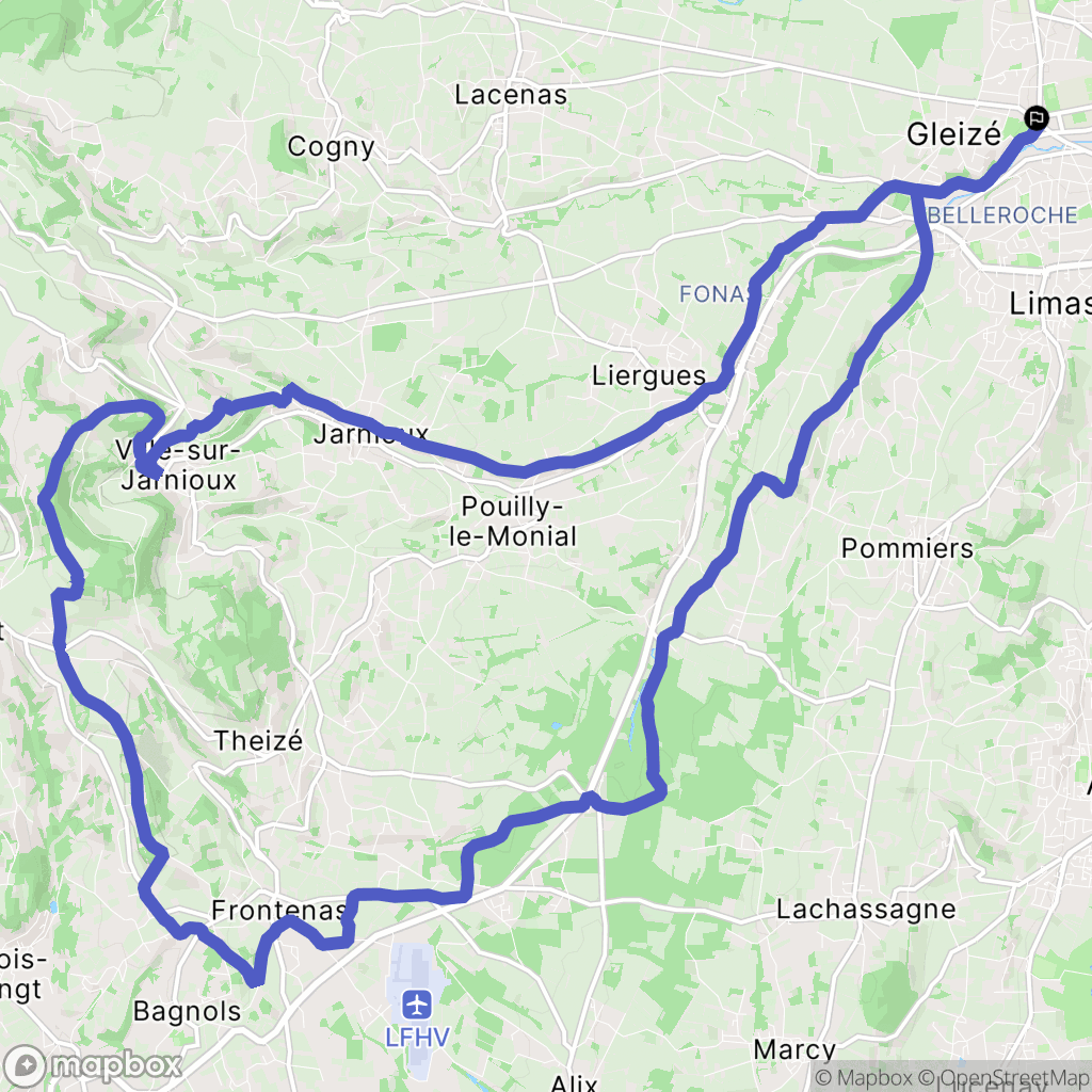 Villefranche-sur-Saône : carte du parcours de randonnée - France