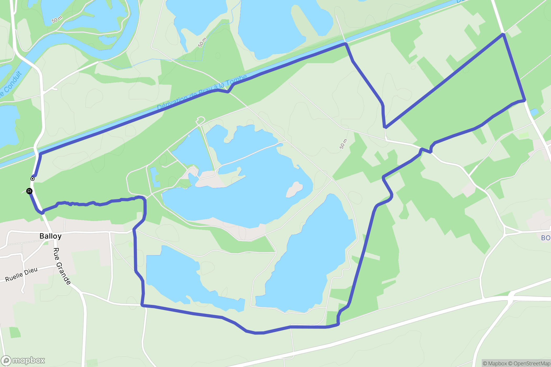 Balloy : carte du parcours de randonnée - France