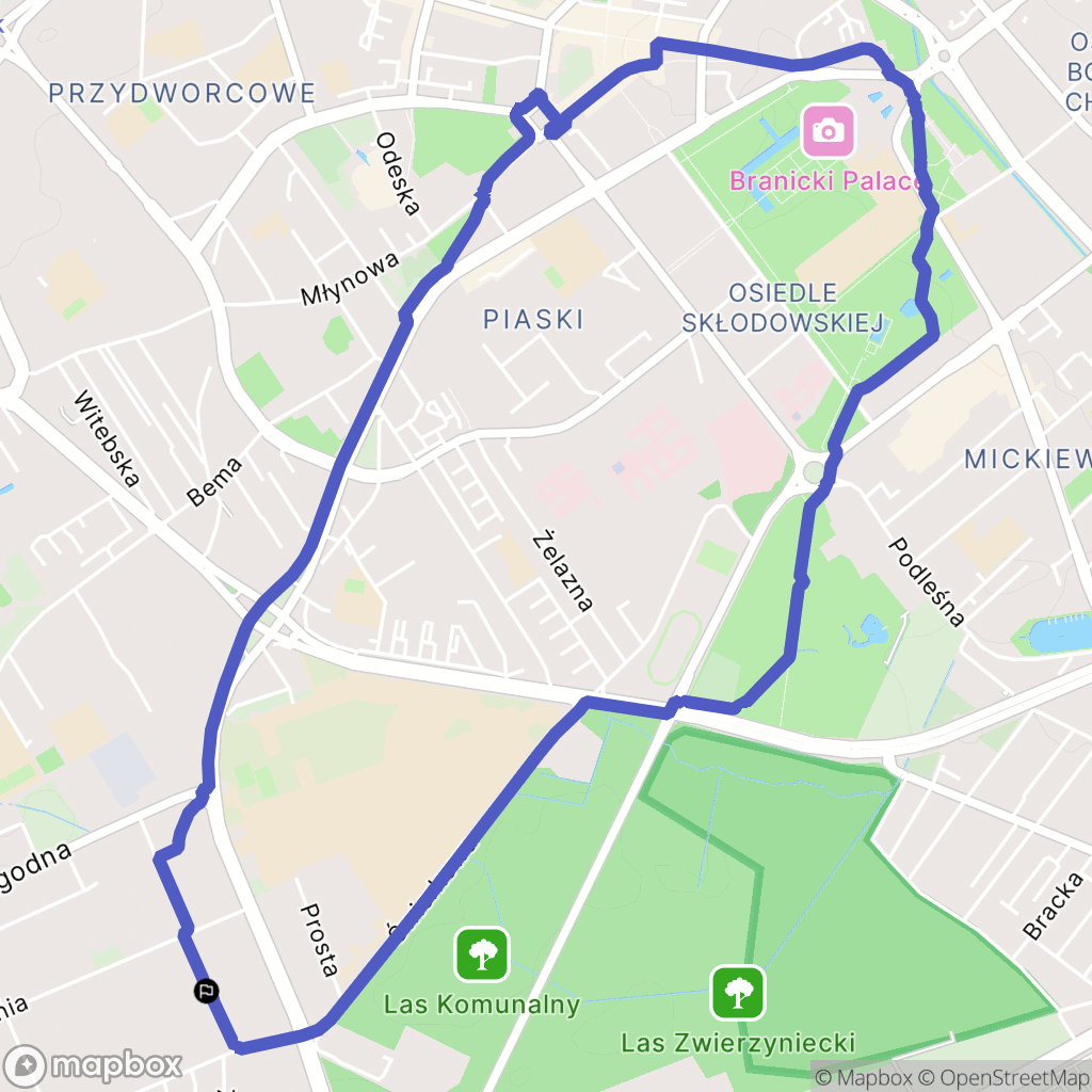 Białystok: mapa trasy - Poland