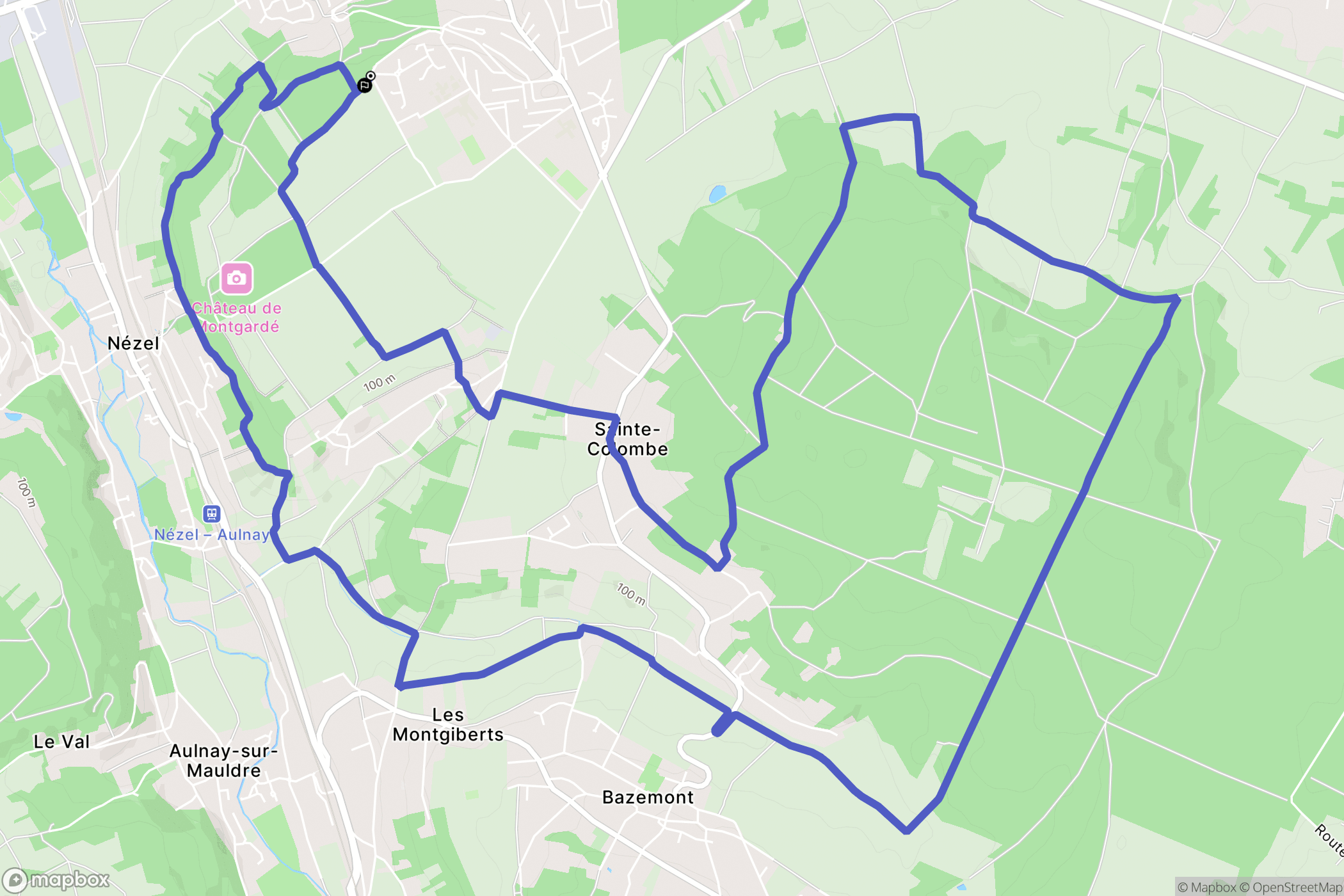 Aubergenville : carte du parcours de randonnée - France