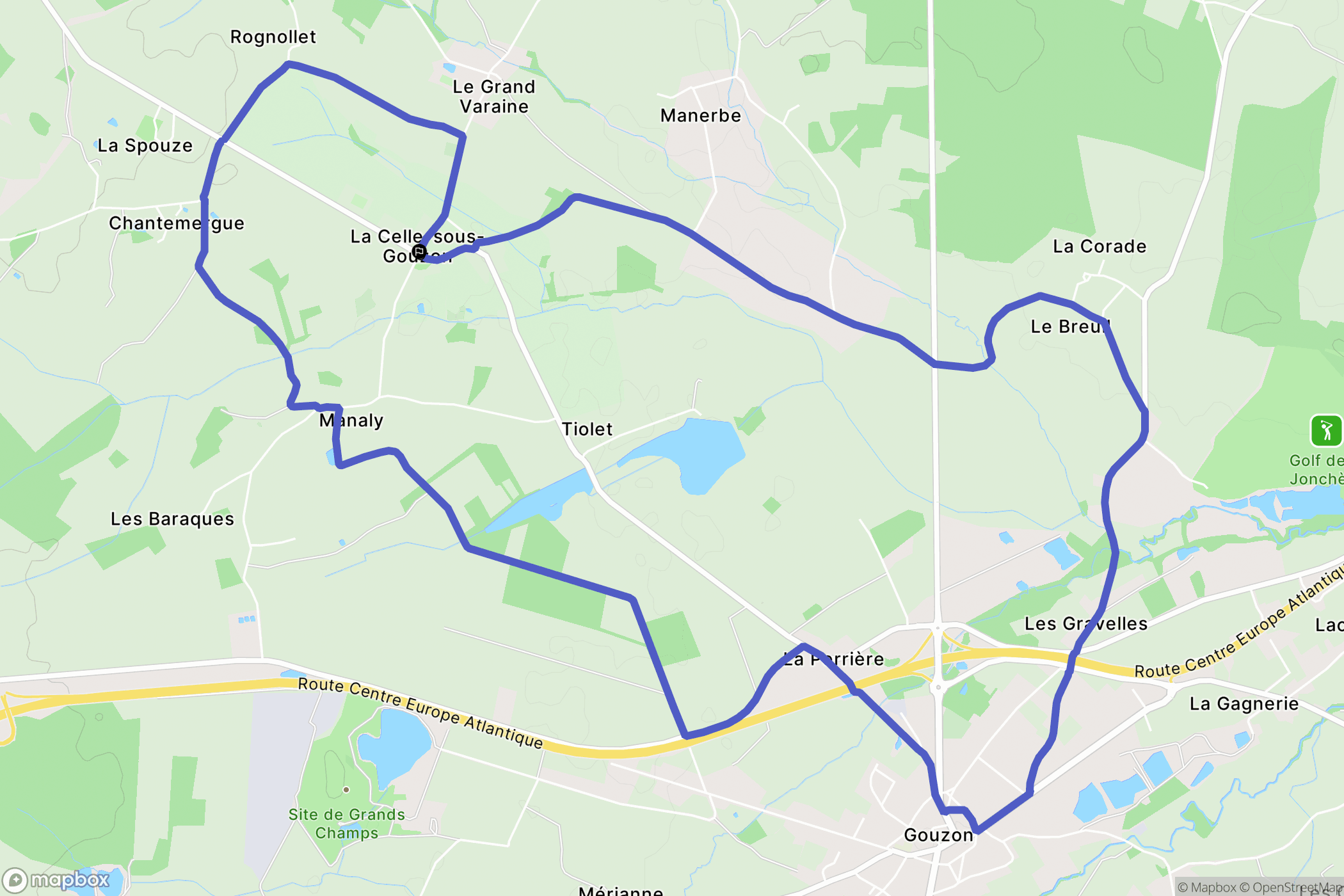 La Celle-Sous-Gouzon : carte du parcours de randonnée - France