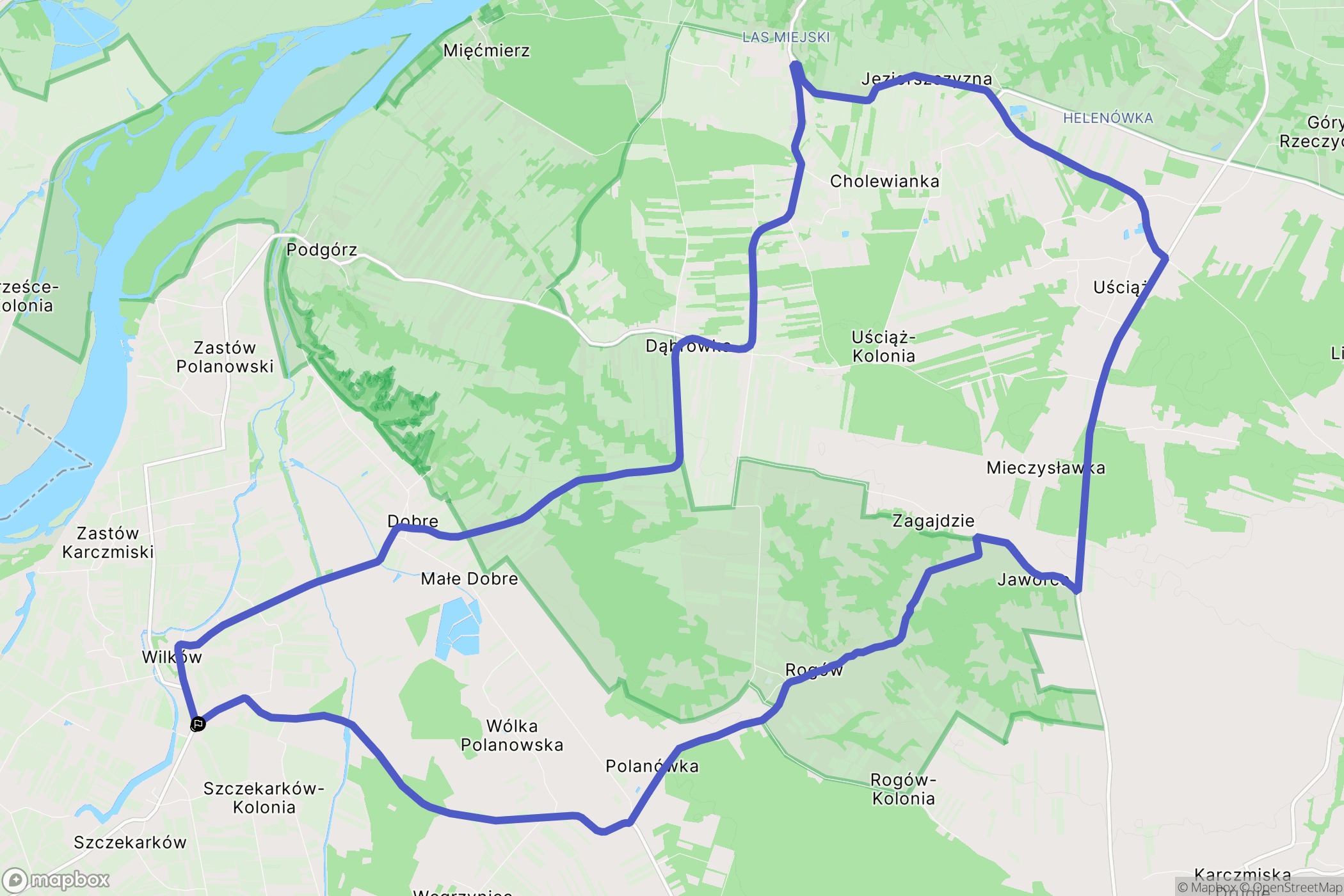 Szczekarków-Kolonia: mapa trasy - Poland