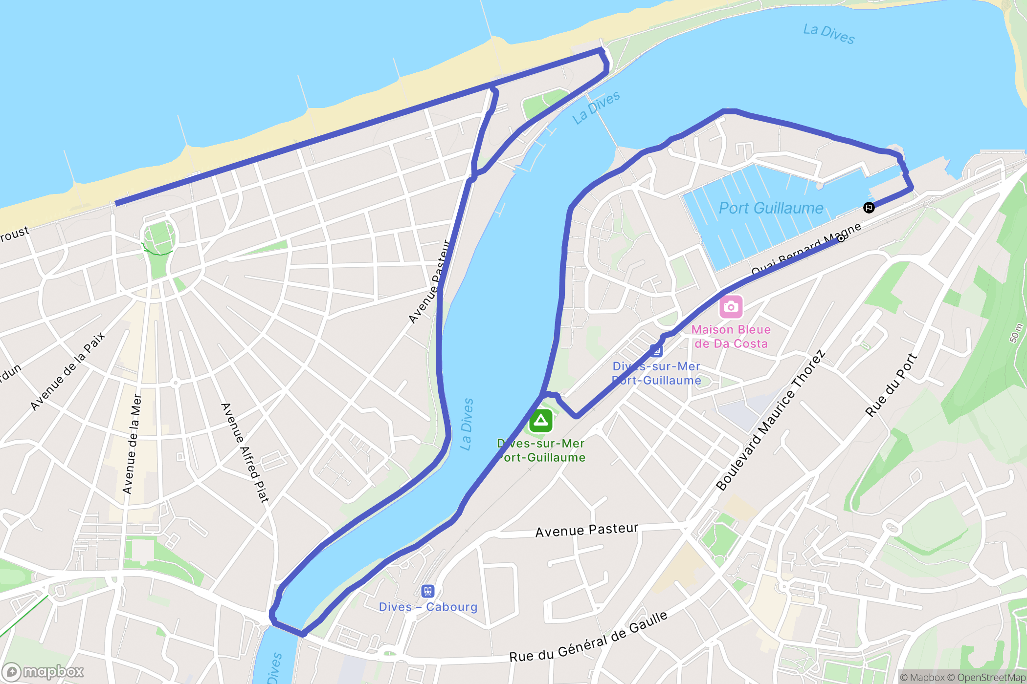 Dives-sur-Mer : carte du parcours de randonnée - France