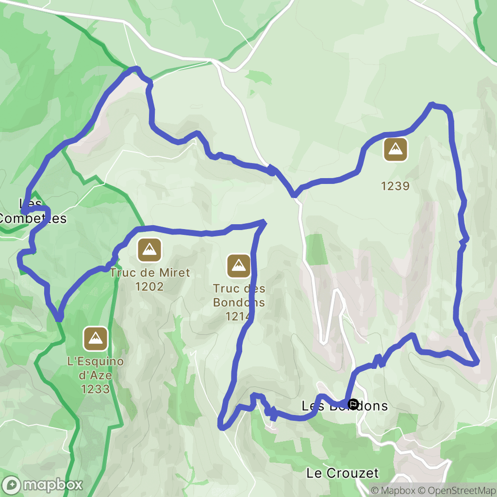 Les Bondons : carte du parcours de randonnée - France