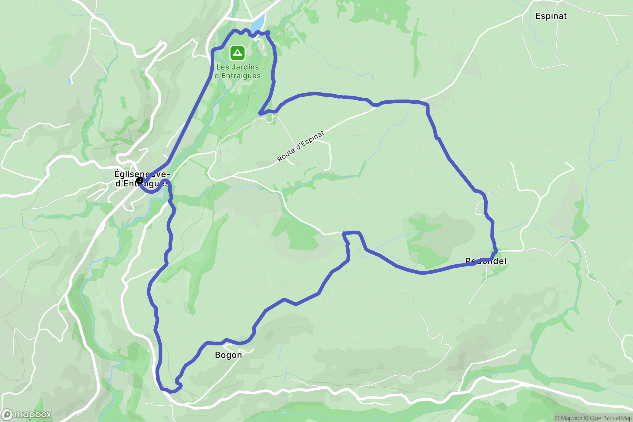 Égliseneuve-d'Entraigues : carte du parcours de randonnée - France