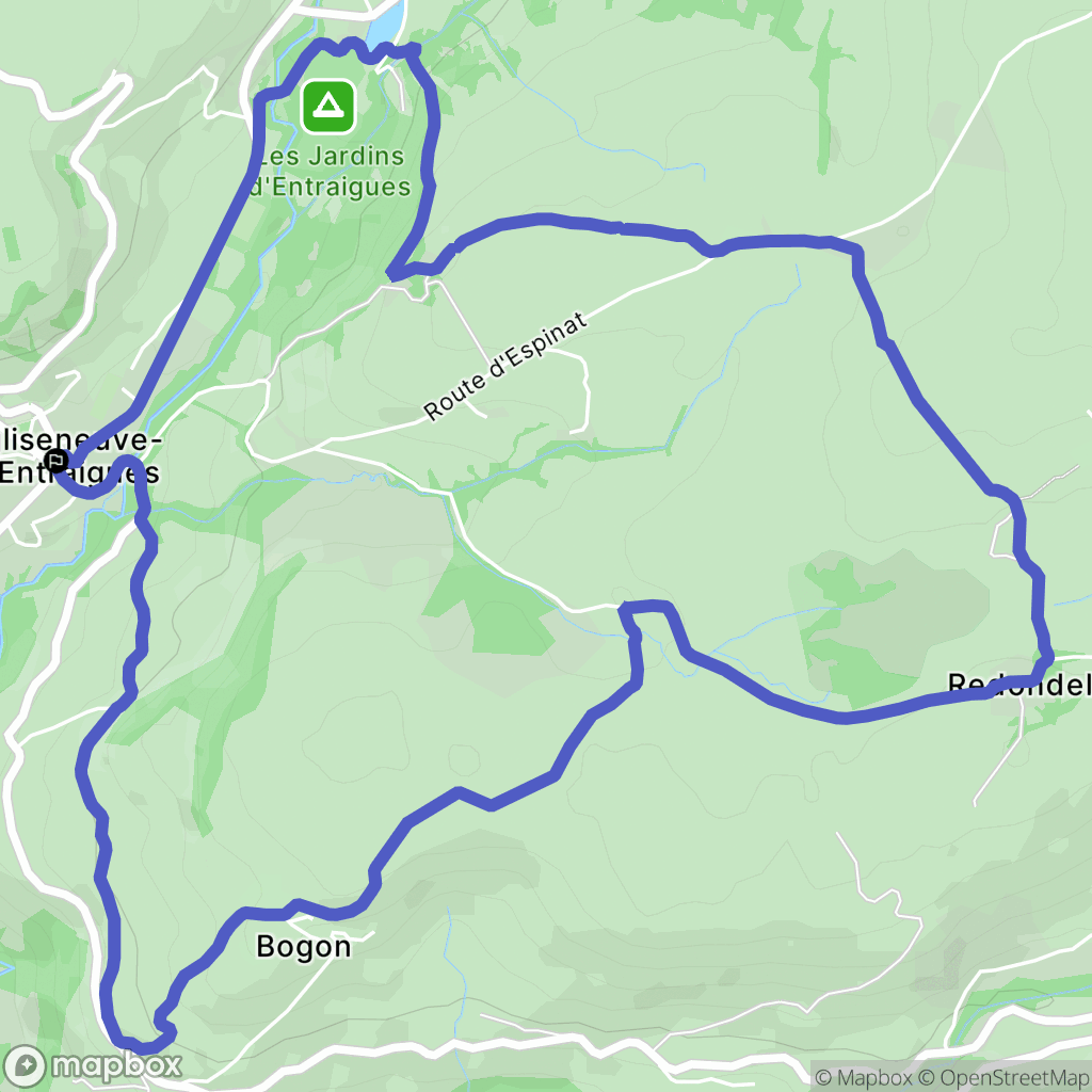 Égliseneuve-d'Entraigues : carte du parcours de randonnée - France