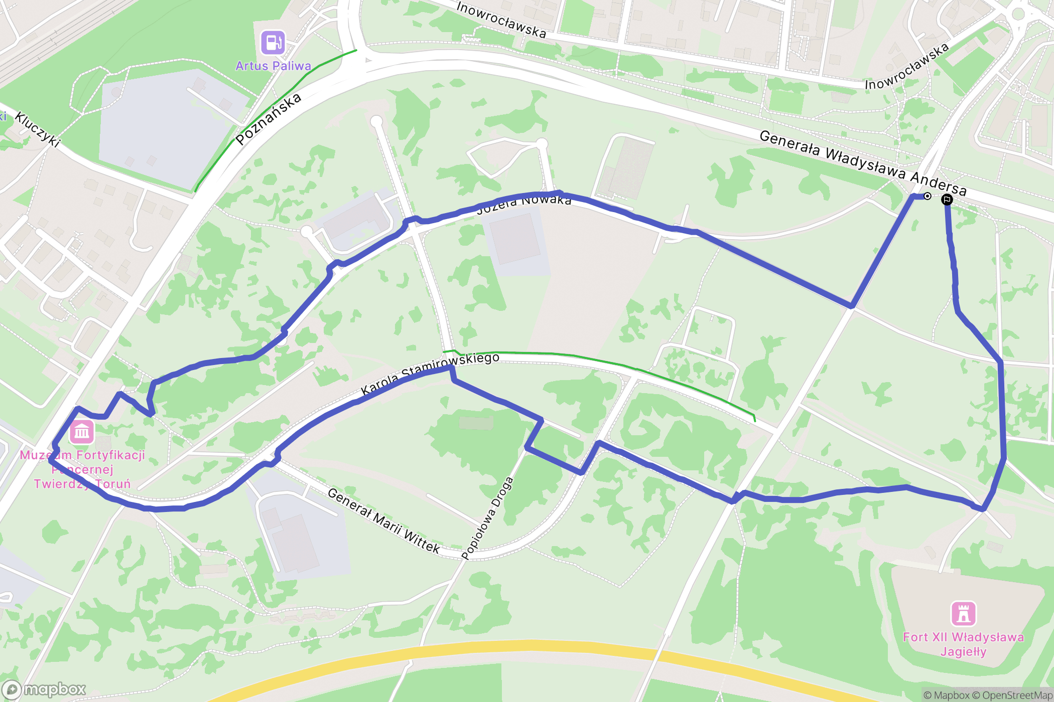 Toruń: mapa trasy - Poland