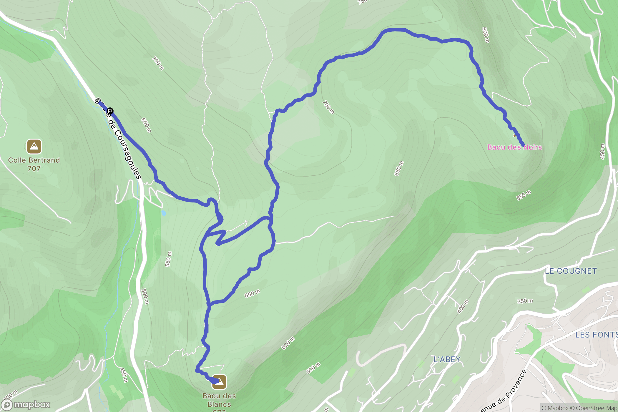 Vence : carte du parcours de randonnée - France