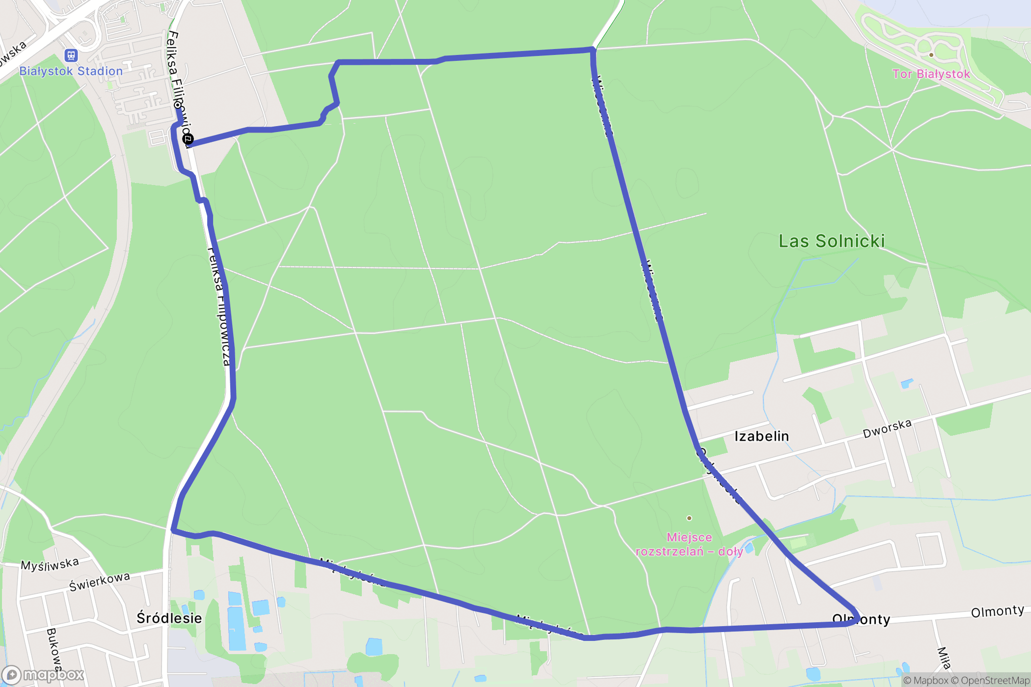 Białystok: mapa trasy - Poland