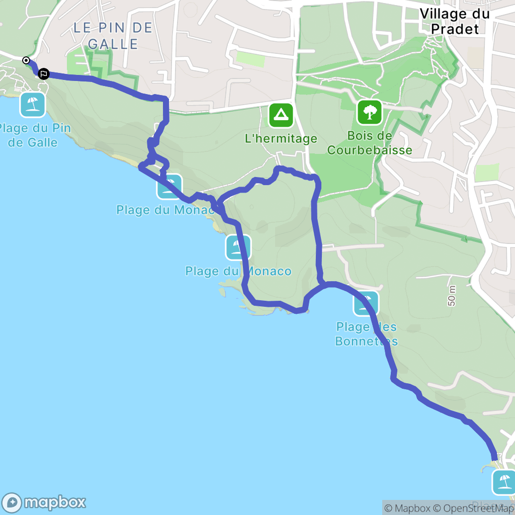 Le Pradet : carte du parcours de randonnée - France