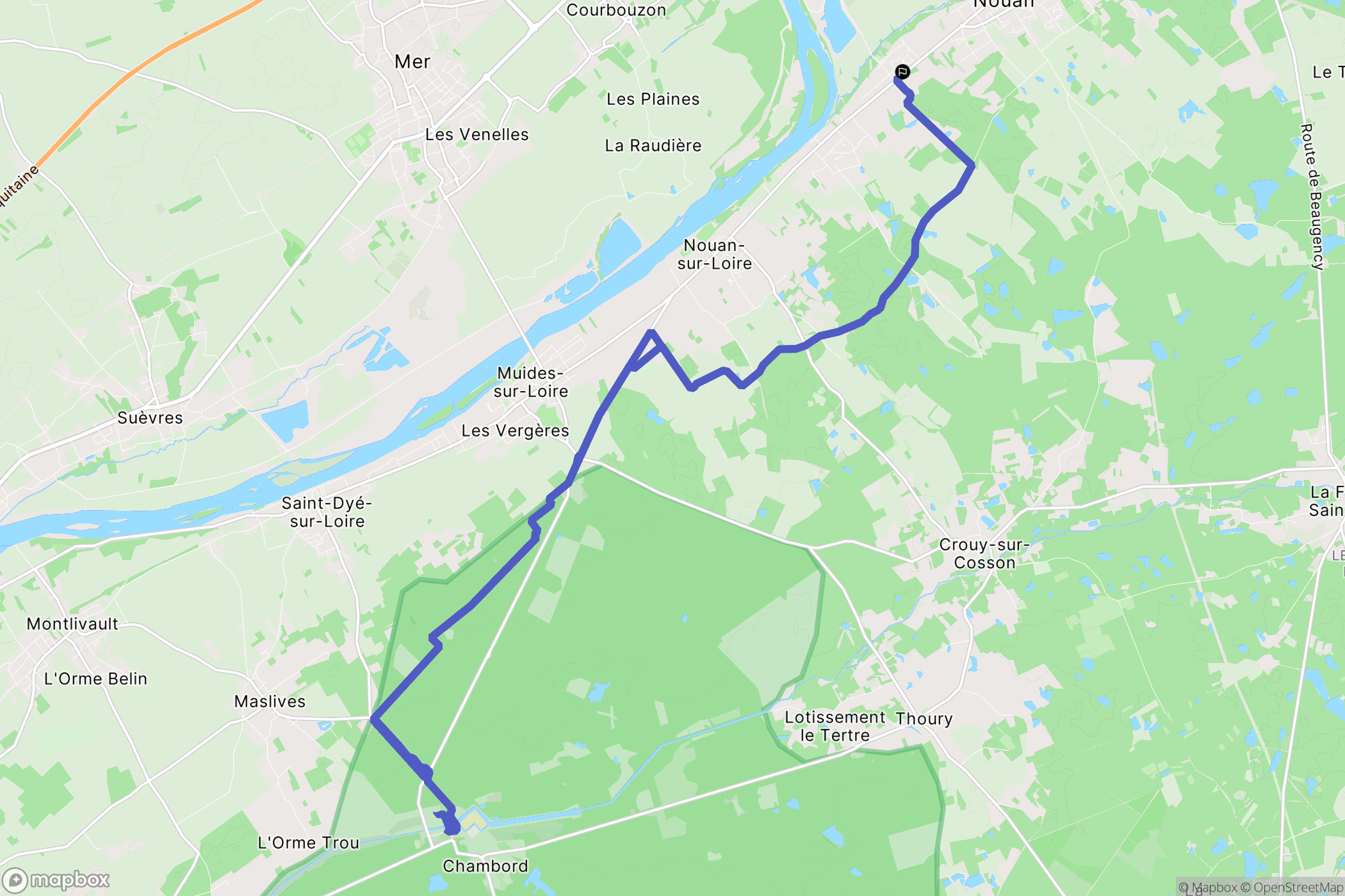 Saint-Laurent-Nouan : carte du parcours de randonnée - France