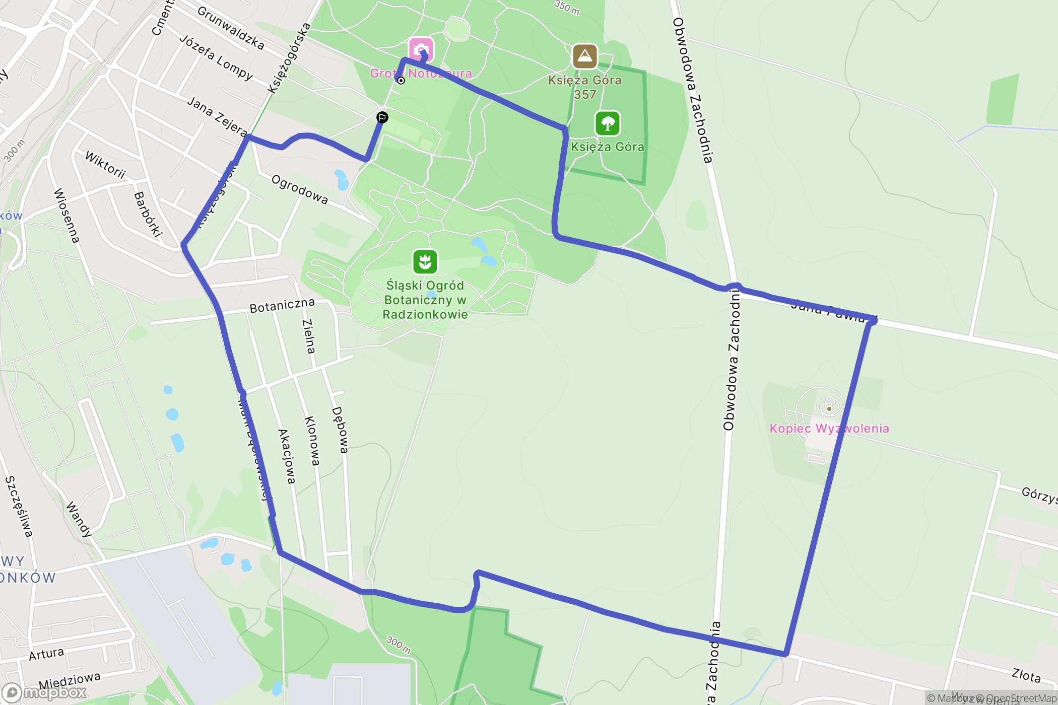 Radzionków: mapa trasy - Poland