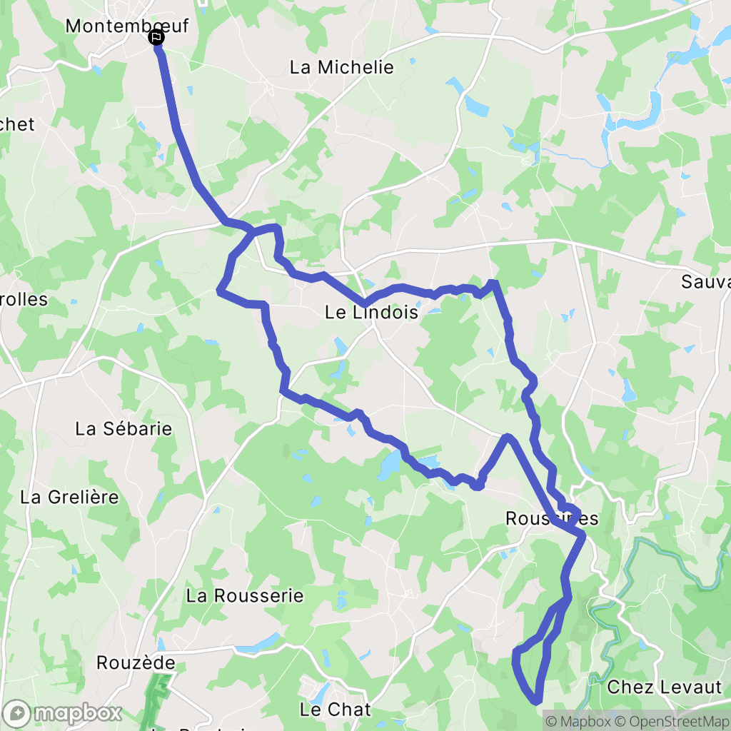 Montembœuf : carte du parcours de randonnée - France