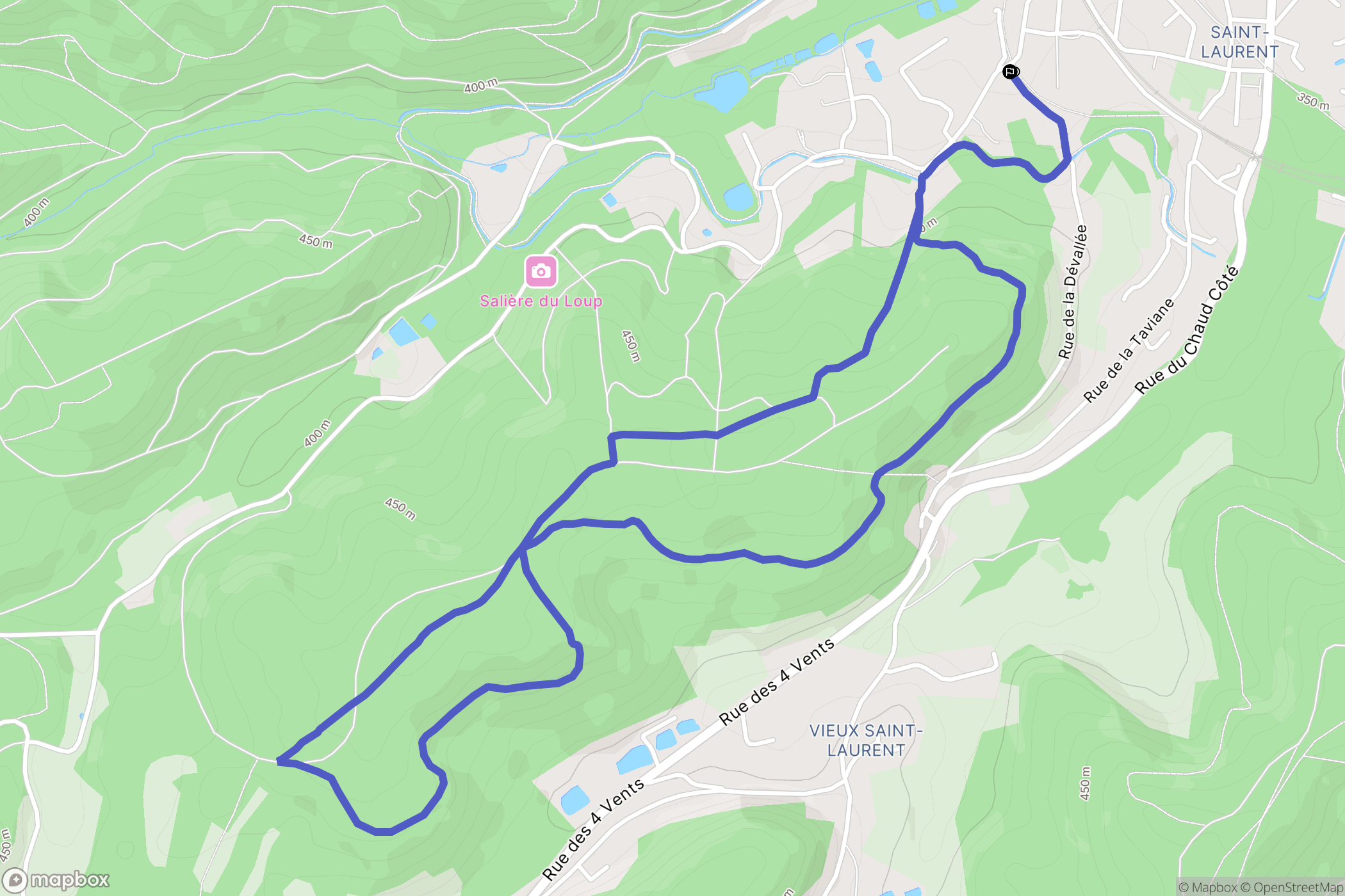 Épinal : carte du parcours de randonnée - France
