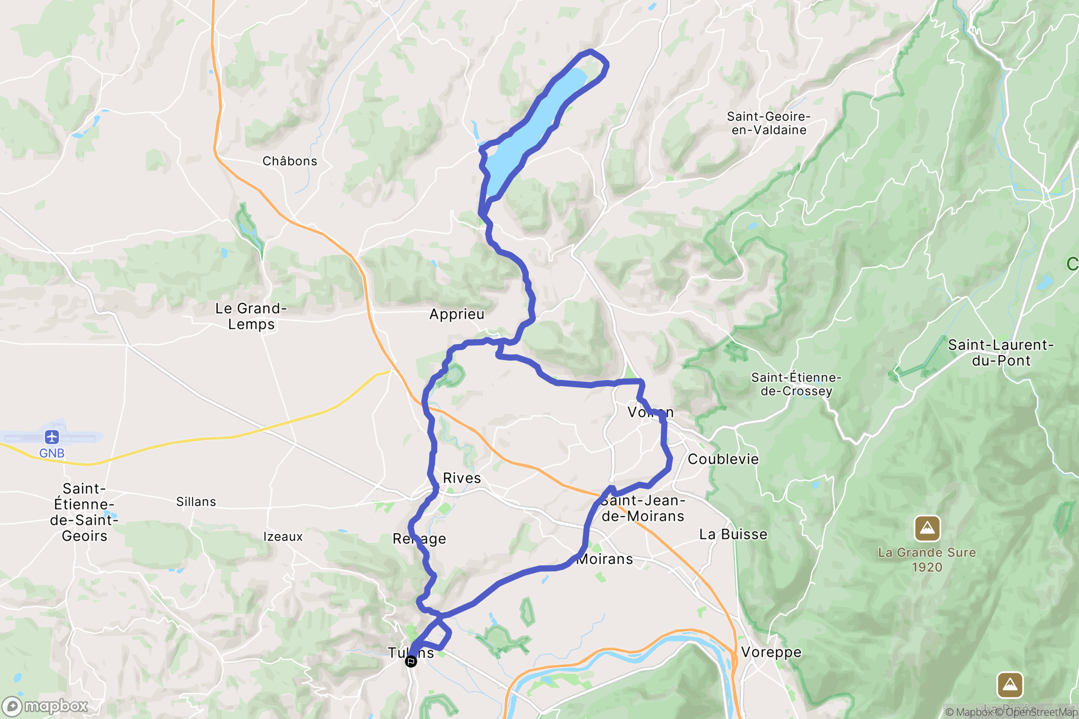 Tullins : carte du parcours de randonnée - France