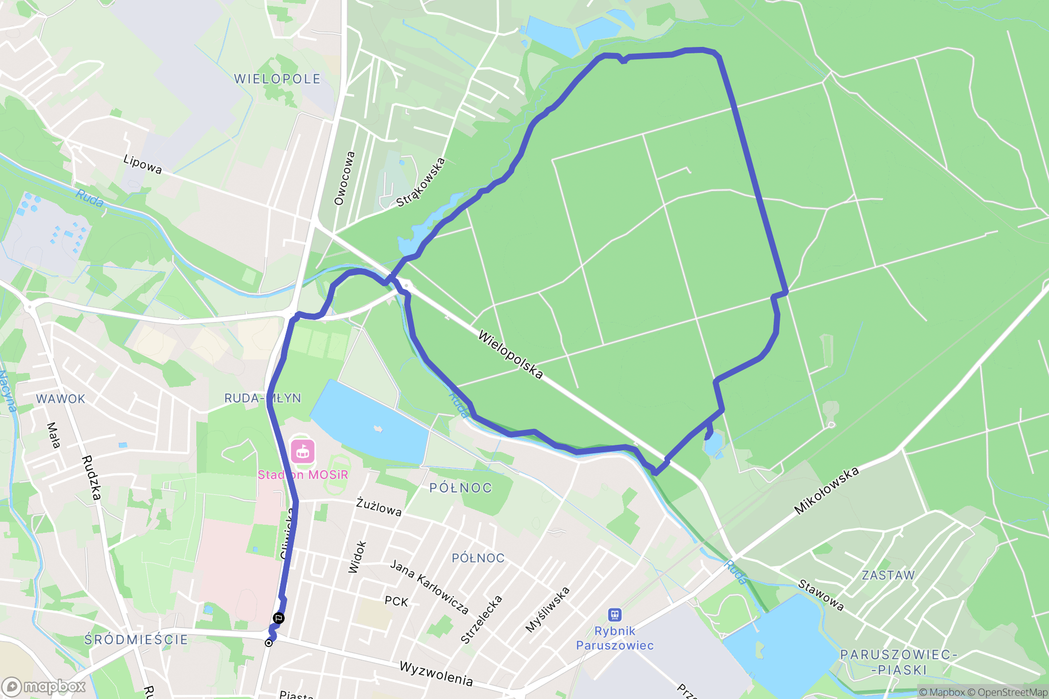 Rybnik: mapa trasy - Poland