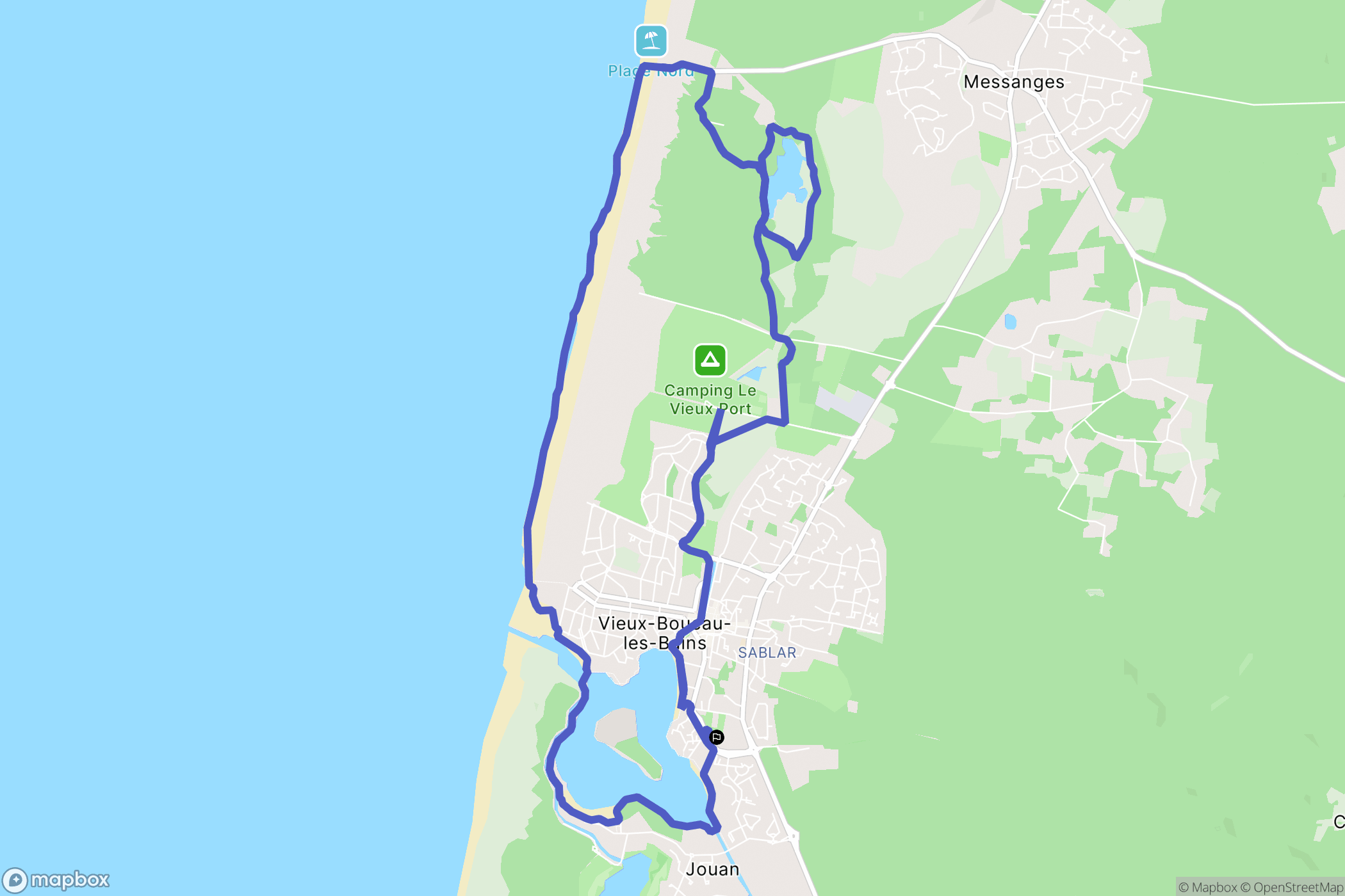 Soustons : carte du parcours de randonnée - France