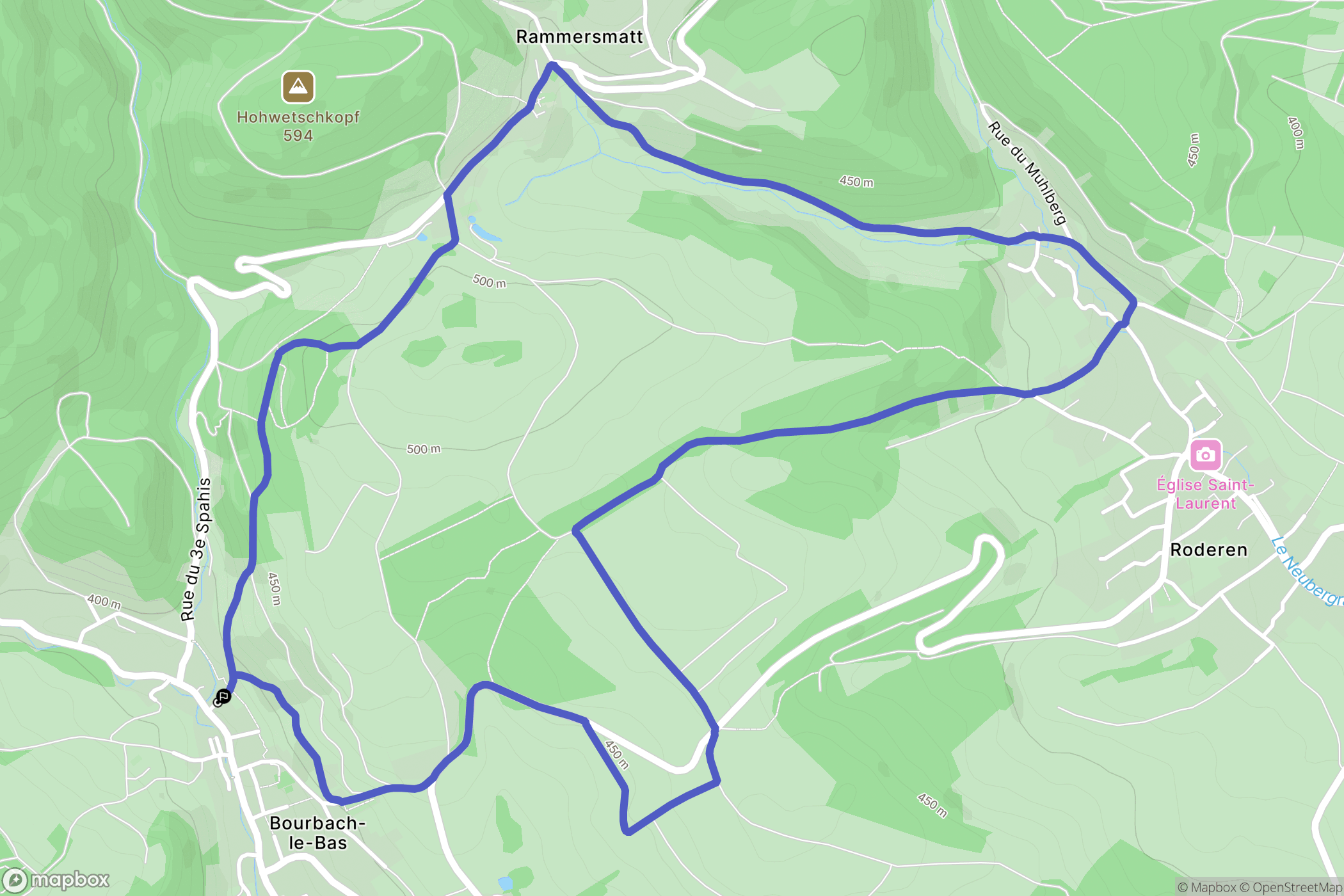 Bourbach-le-Bas : carte du parcours de randonnée - France