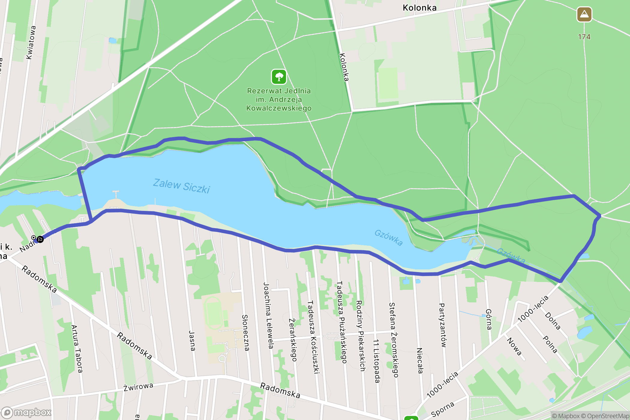 Jedlnia-Letnisko: mapa trasy - Poland