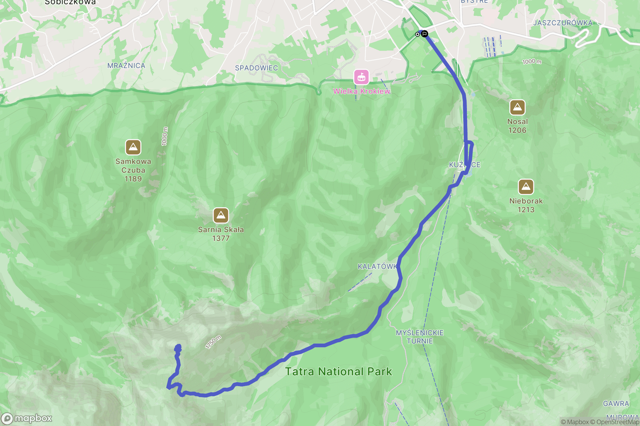 Zakopane: mapa trasy - Poland