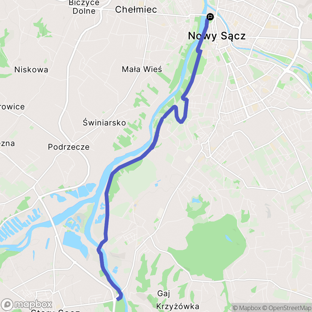 Nowy Sącz: mapa trasy - Poland