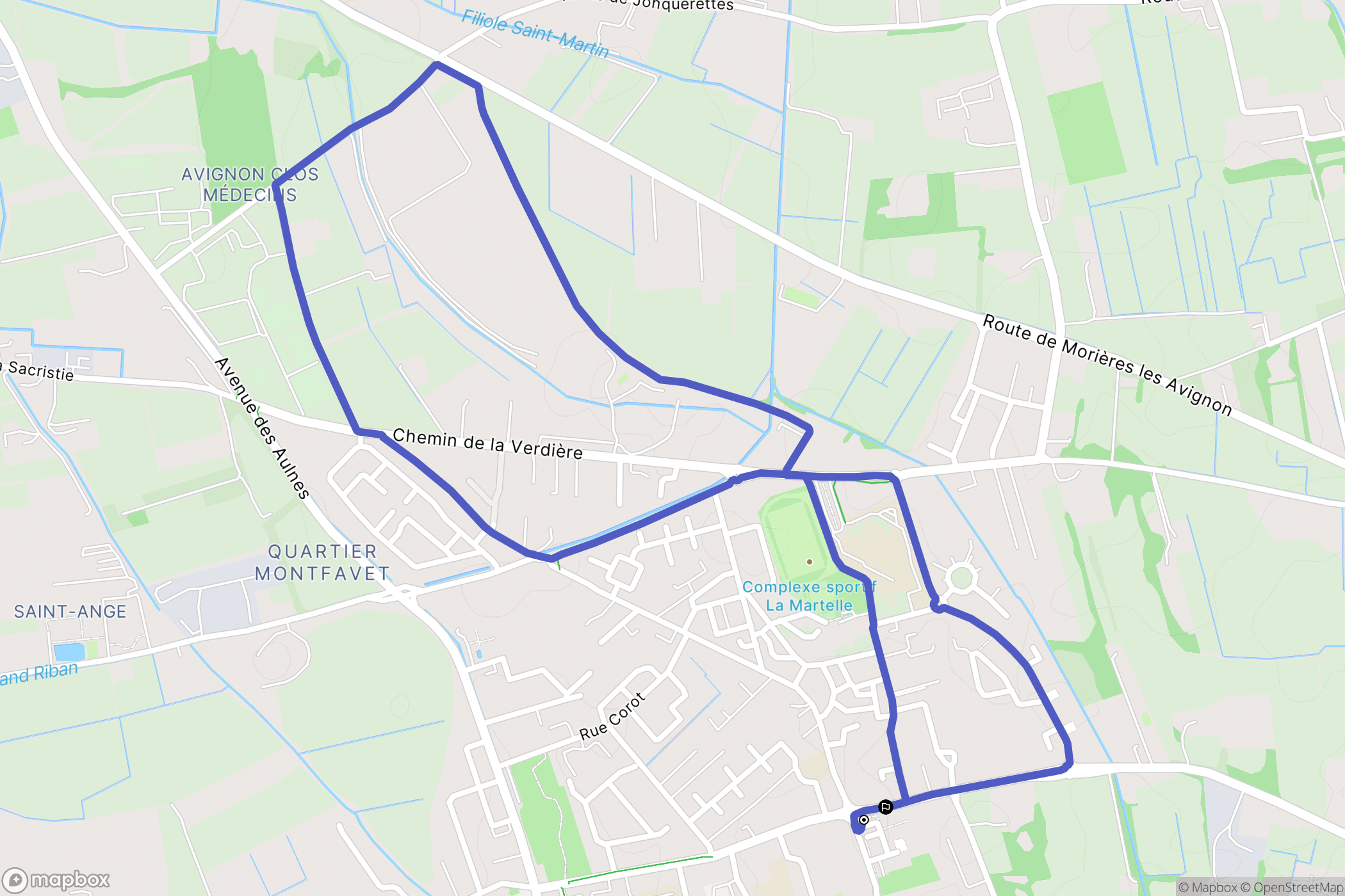 Avignon : carte du parcours de randonnée - France