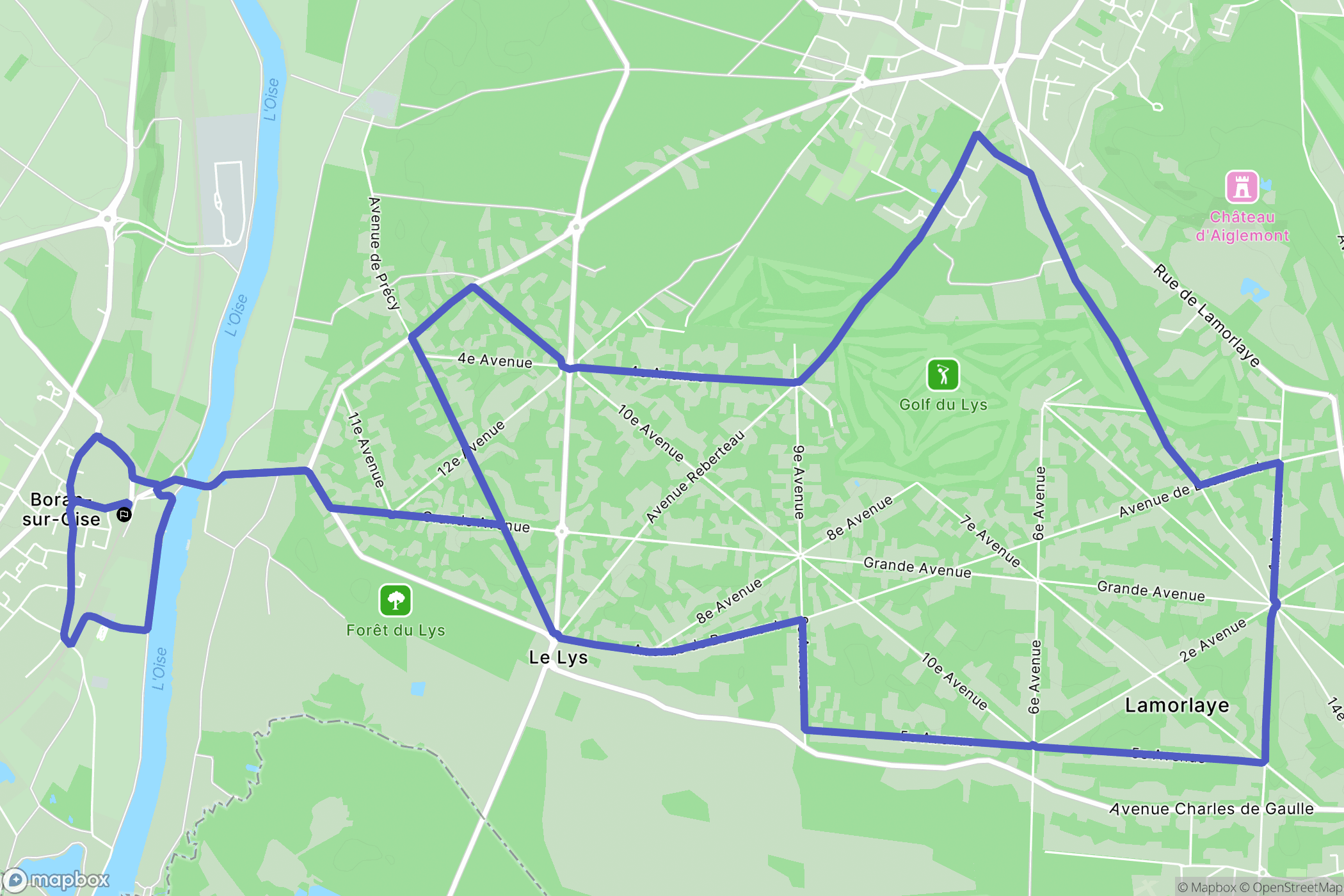 Boran-sur-Oise : carte du parcours de randonnée - France