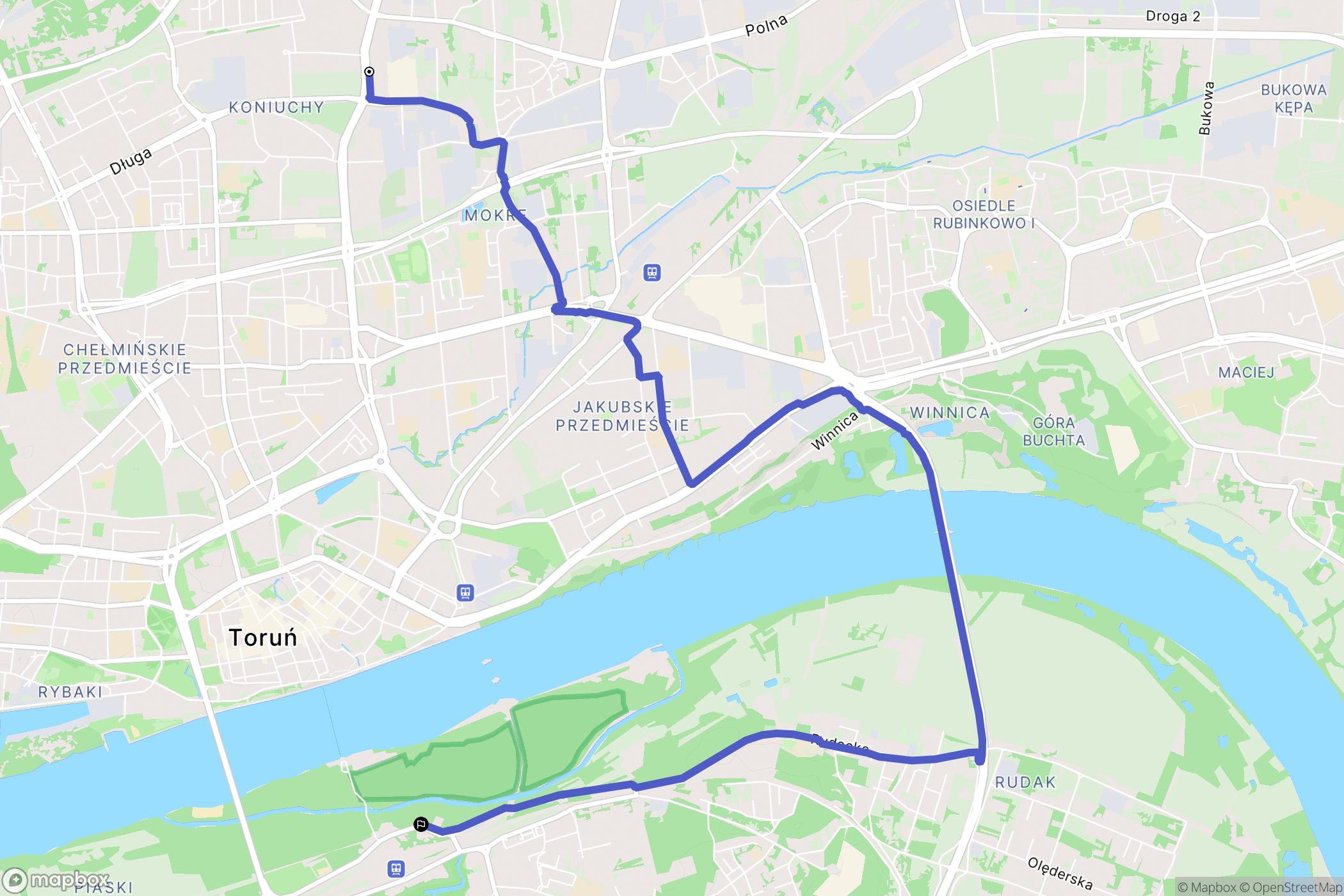 Toruń: mapa trasy - Poland