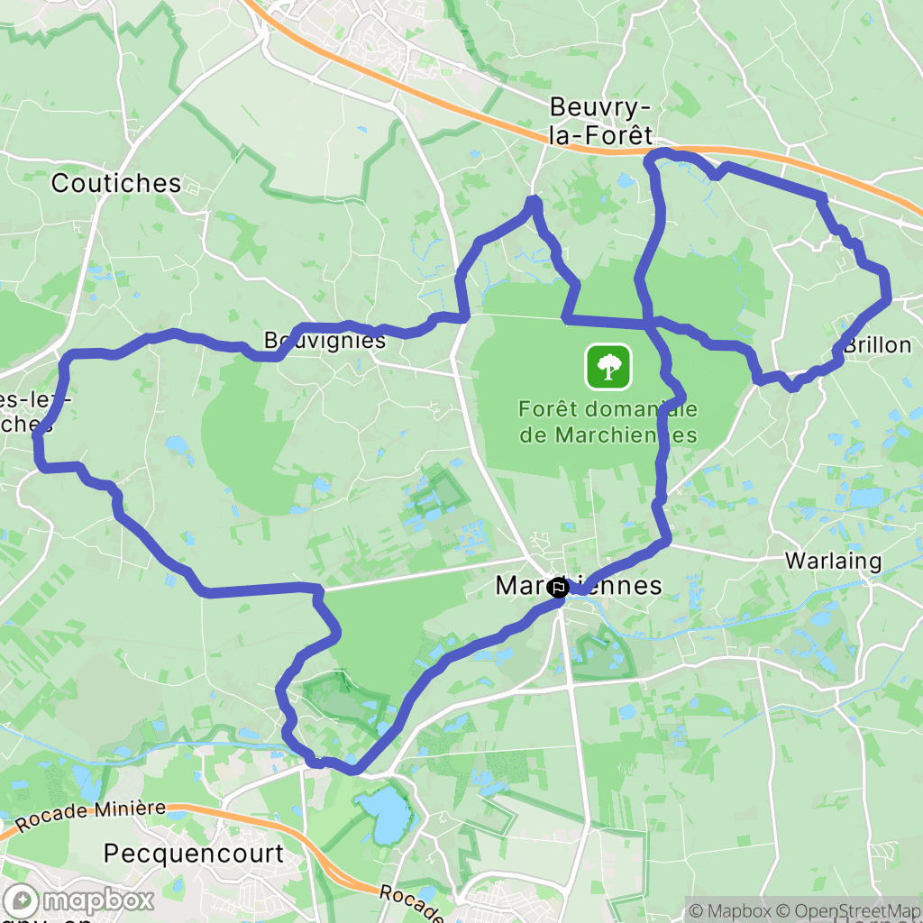 Marchiennes : carte du parcours de randonnée - France
