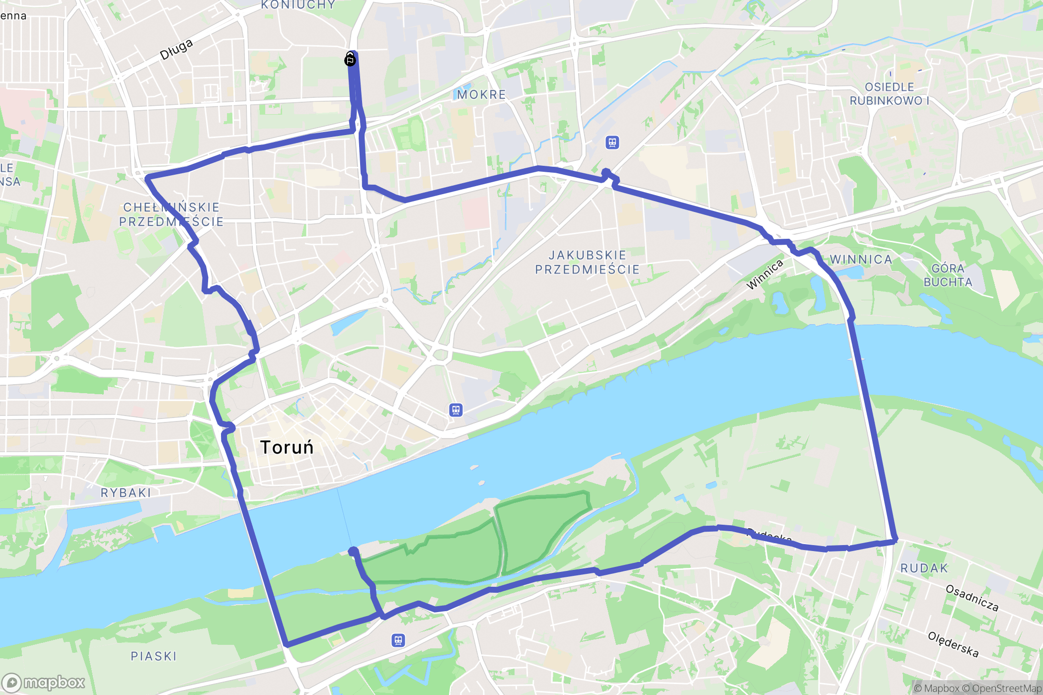 Toruń: mapa trasy - Poland
